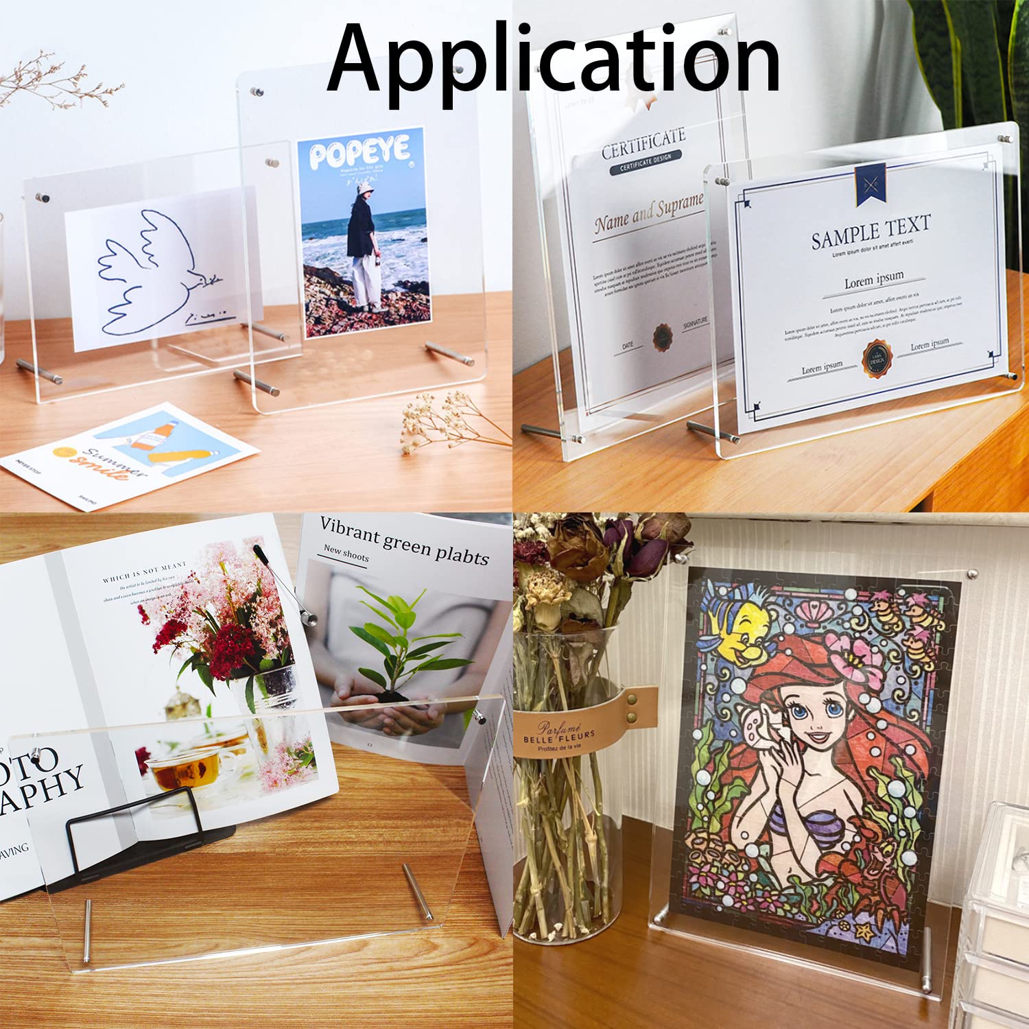 Halyuhn 2 Pack 8.5x11 Acrylic Picture Frame, Curved Edge High