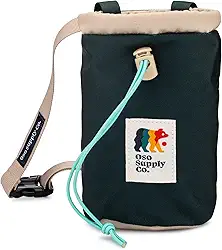 Bolsa de giz clássica para escalada em rocha, balde de giz com cinto de clipe rápido, bolsos com zíper e bolsa - Equipamento perfeito para escalada interna/externa