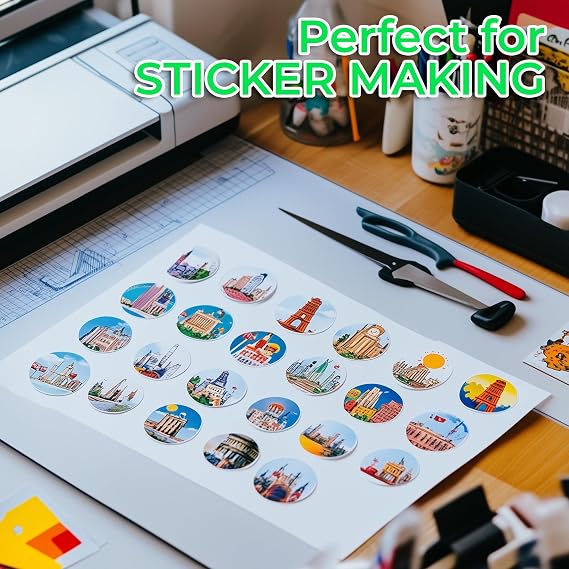 Evergreen Goods 10 Sheets A4 Waterproof Vinyl Sticker Paper, Printable Self-Adhesive Glossy White PVC Sticker Sheets | Inkjet & Laser, Professional Standard High-Resolution Stickers for Photos, Labels