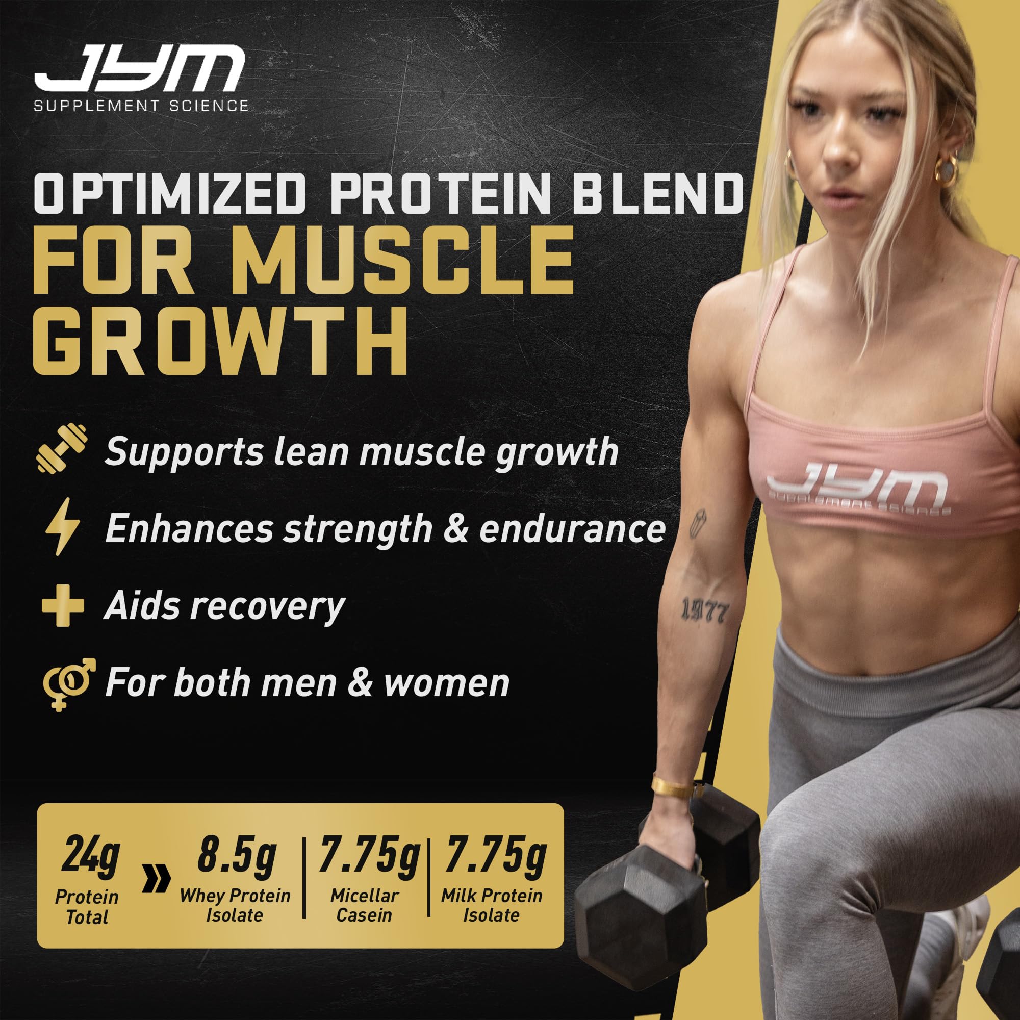 JYM Chocolate Cookie Crunch Whey & Casein Protein Powder, 2 lb, 22 Servings — Amazon image 4