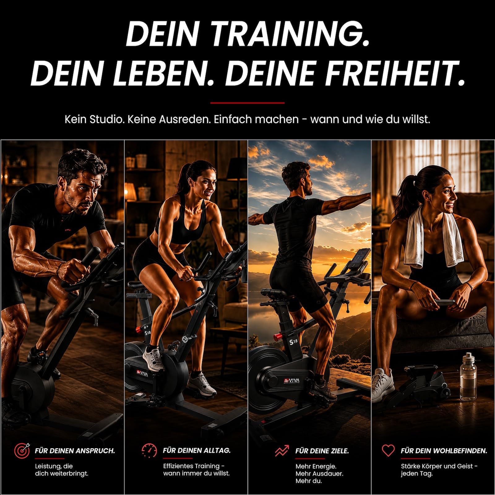 AsVIVA S18 Pro Speedbike – Indoor Cycle Heimtrainer mit 24 Gängen &18 kg Schwungmasse, leiser Riemenantrieb, Bluetooth Kinomap & Zwift, LCD Display