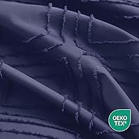 Vista 4 de JELLYMONI Funda de edredón tamaño Queen azul marino - Juego de 3 piezas de funda de edredón estilo bohemio a cuadros, poliéster acolchado, jacquard