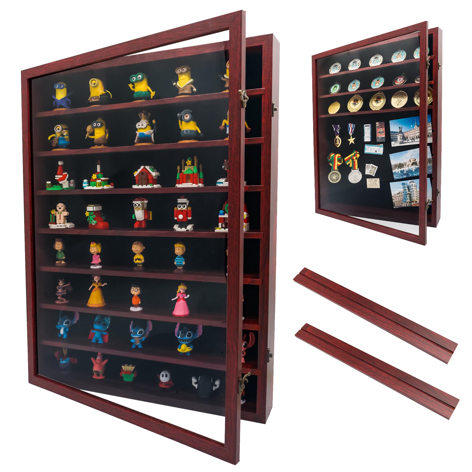 18*24 Large Shadow Box Frame with Removable Shelves,Shadow Boxes Display Cases for Small collectables，Deep Memory Box Display Case Trinket Shelf for Collection，Coins，Miniatures Figures,Red
