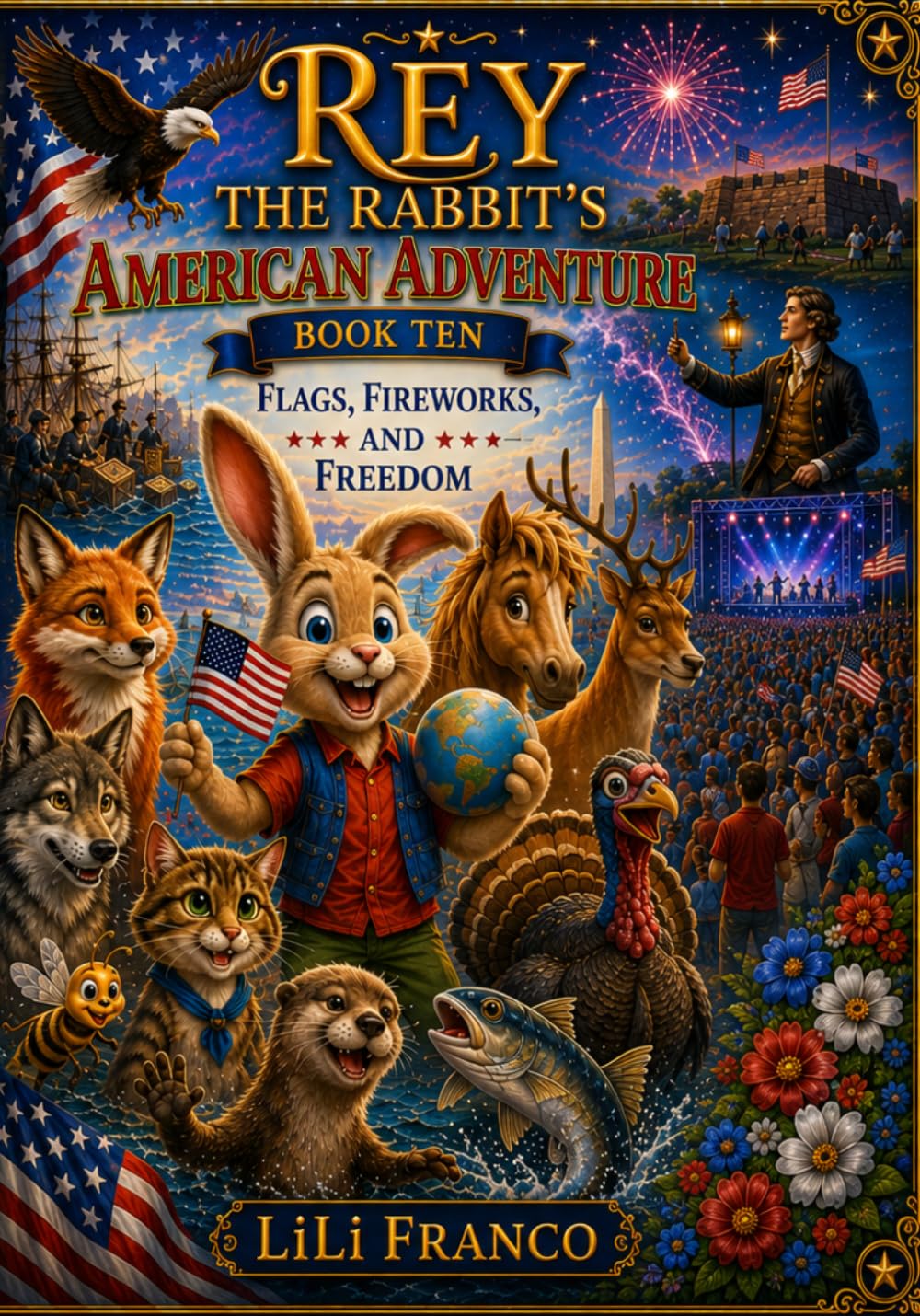 Rey the Rabbit's American Adventure: Book Ten: Flags, Fireworks, and Freedom ("Rey the Rabbit's Magical Journeys")