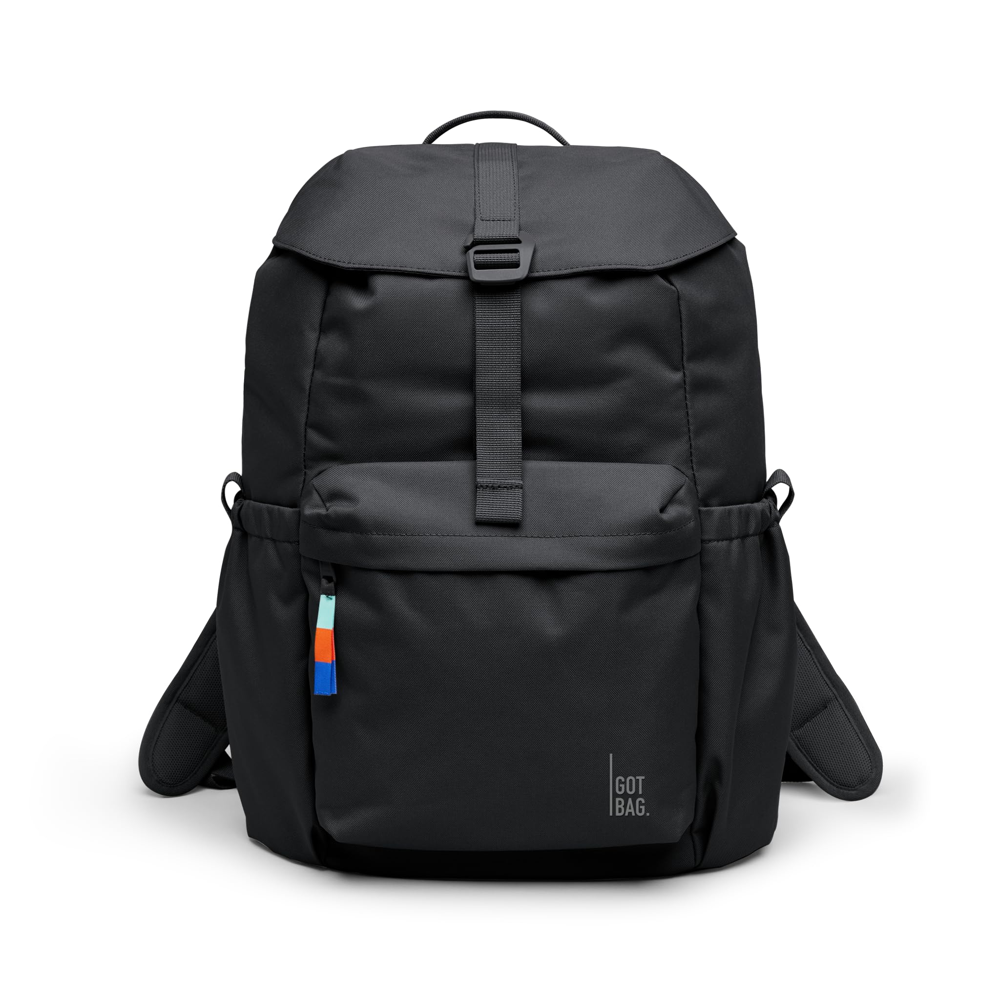 GOT BAG Flap Pack Everyday Backpack with 16 Inch Laptop Compartment 22.5 L Capacity Hand Luggage Backpack, black, 42