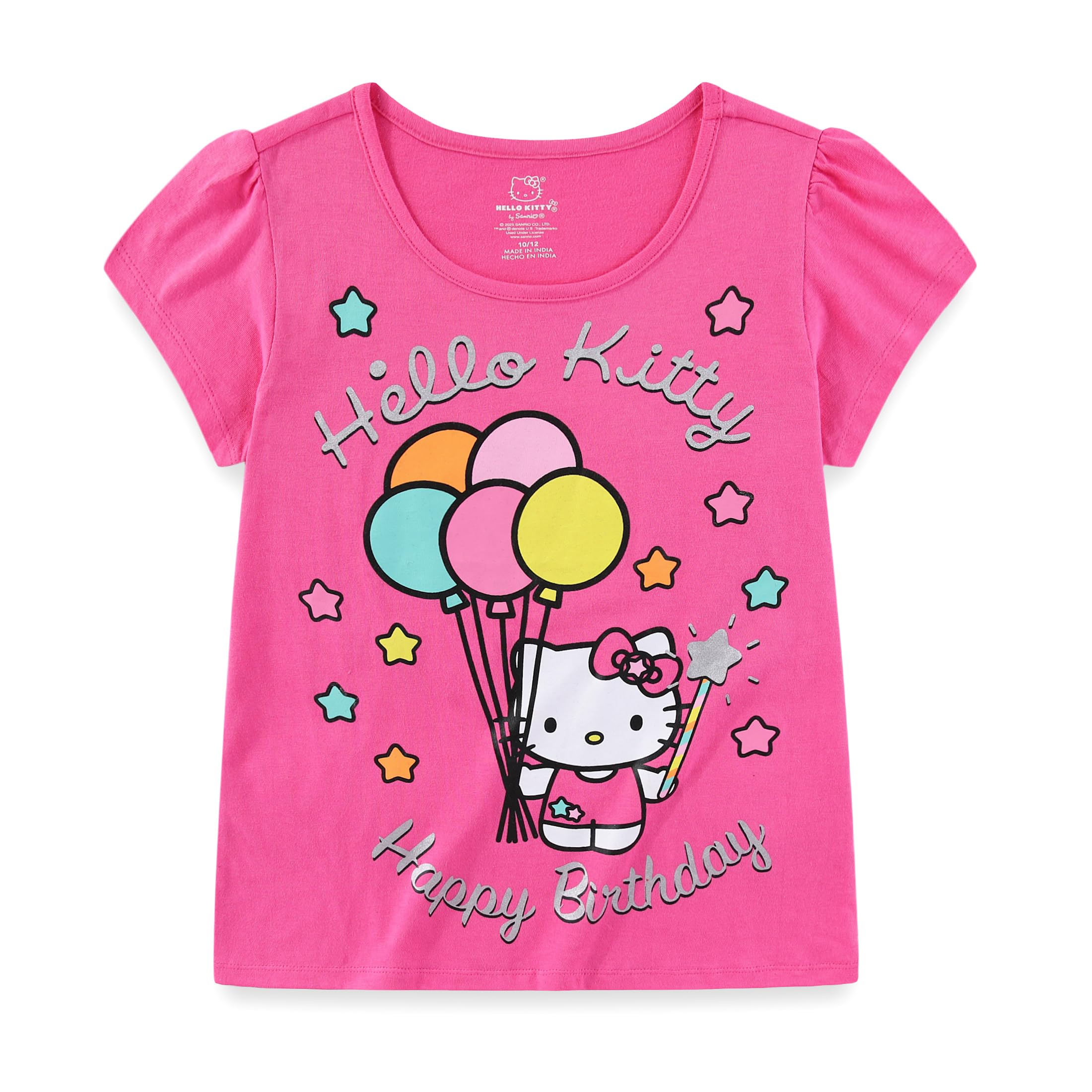Hello Kitty Sanrio Birthday Girls Short Sleeve T-Shirt for Toddlers and Big Kids