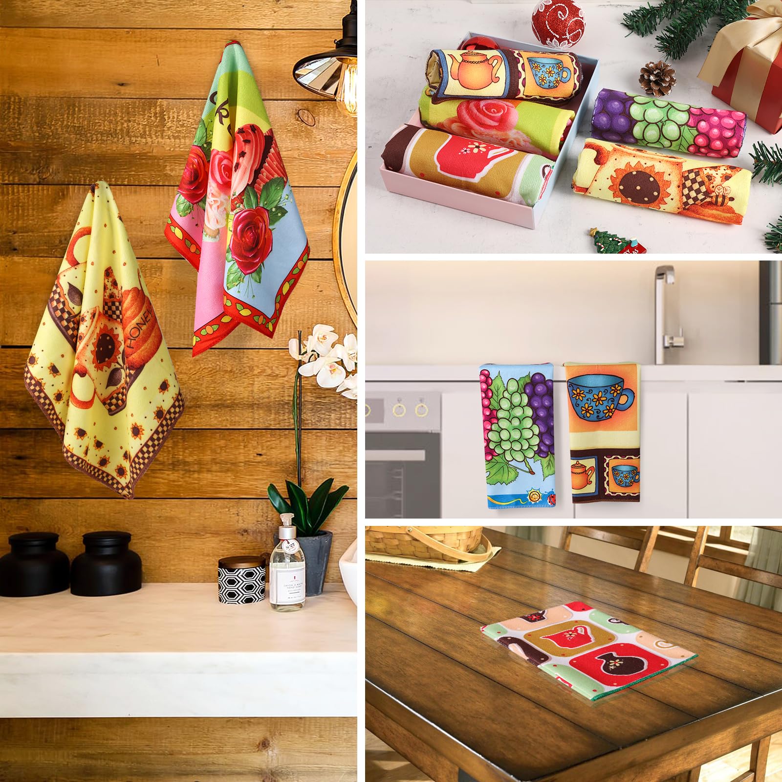 Set 5 Strofinacci Da Cucina In Microfibra - Assorbenti E Decorativi, 55x40 Cm - Foto 12