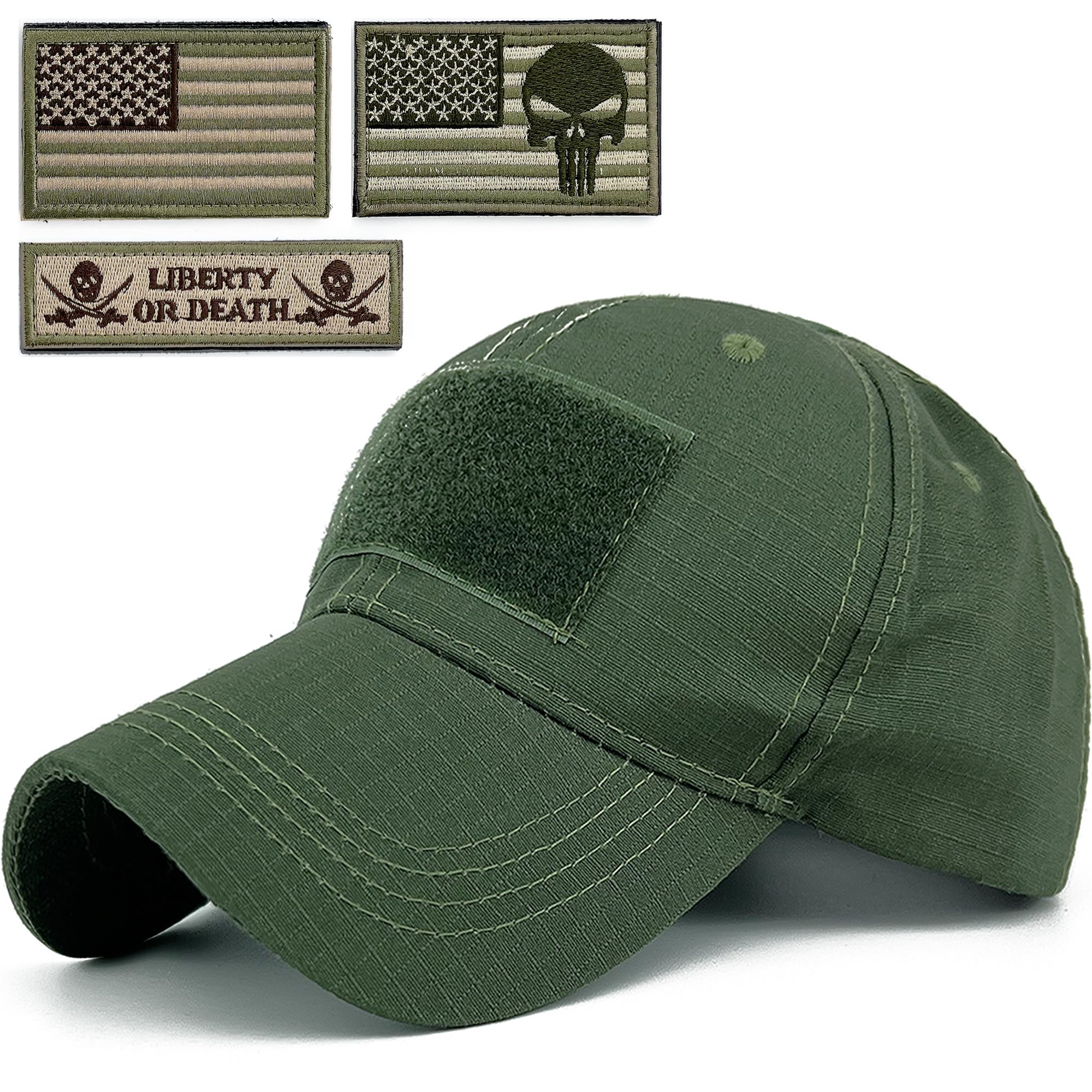 Masktide Tactical Military Mens Camo Baseball Hat with American Flag Skull Patch Patriotic Operator Camouflage Cap for Women, Army-Aqua-lg, One Size