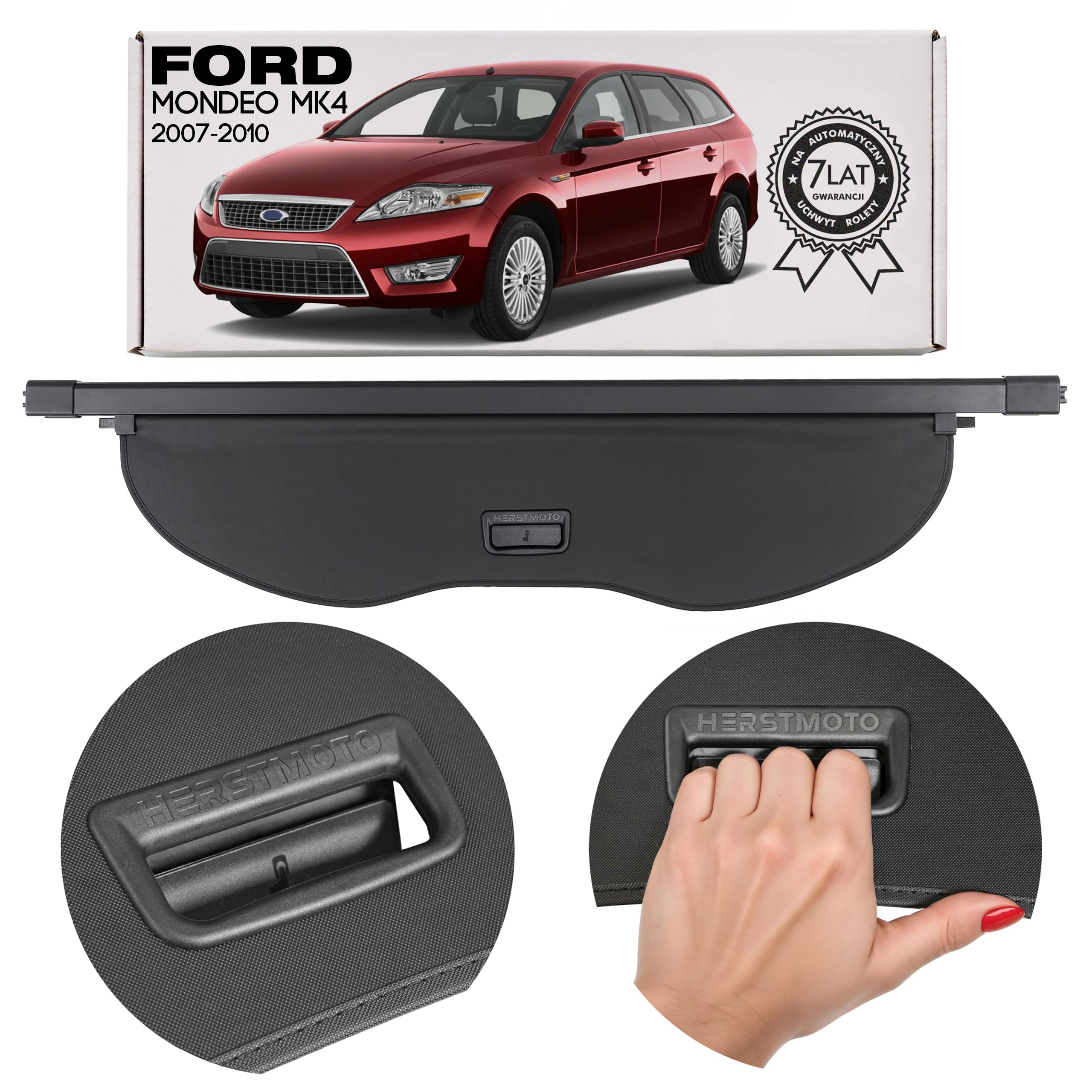 Kofferraumabdeckung Laderaumabdeckung mit Halterungen – Kofferraum Rollo Gepäckraumabdeckung passend für Ford Mondeo MK4 IV 2007-2010 Kombi 7S71-N55066-AG