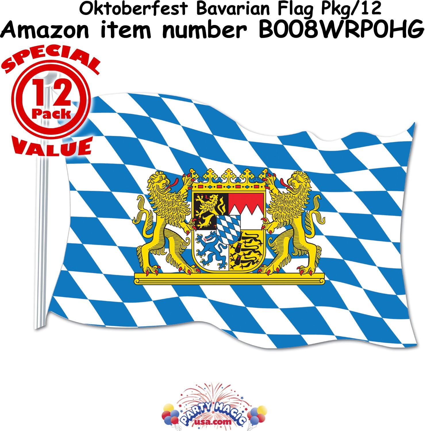 Bavarian Flag Cutout 18in., Pkg/6