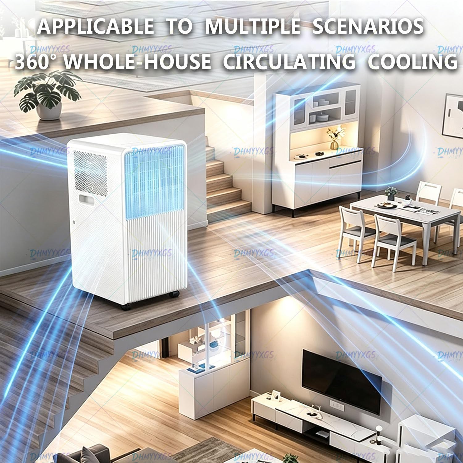 Clim Mobile 18000 Btu Refroidissement Chauffage 7000BTU | Déshumidification Ventilation, Débit Air élevé, Structure Robuste Adapté Salon Grande Pièce Domestique