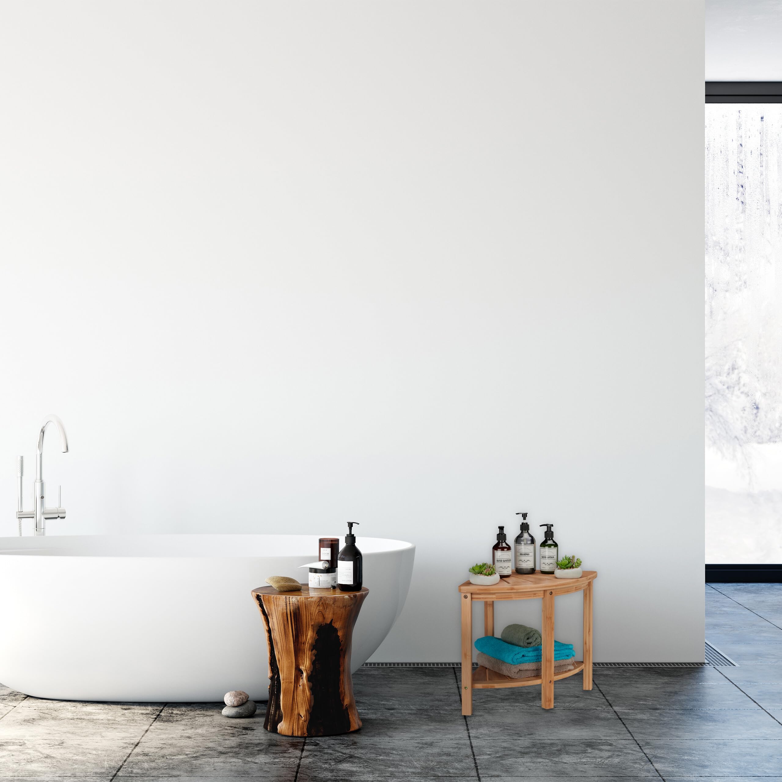 Relaxdays Mensola Angolare da Cucina, Scaffale Portaspezie, 2 Ripiani Salvaspazio, HLP 42x55x39,5 cm, bambù, Naturale