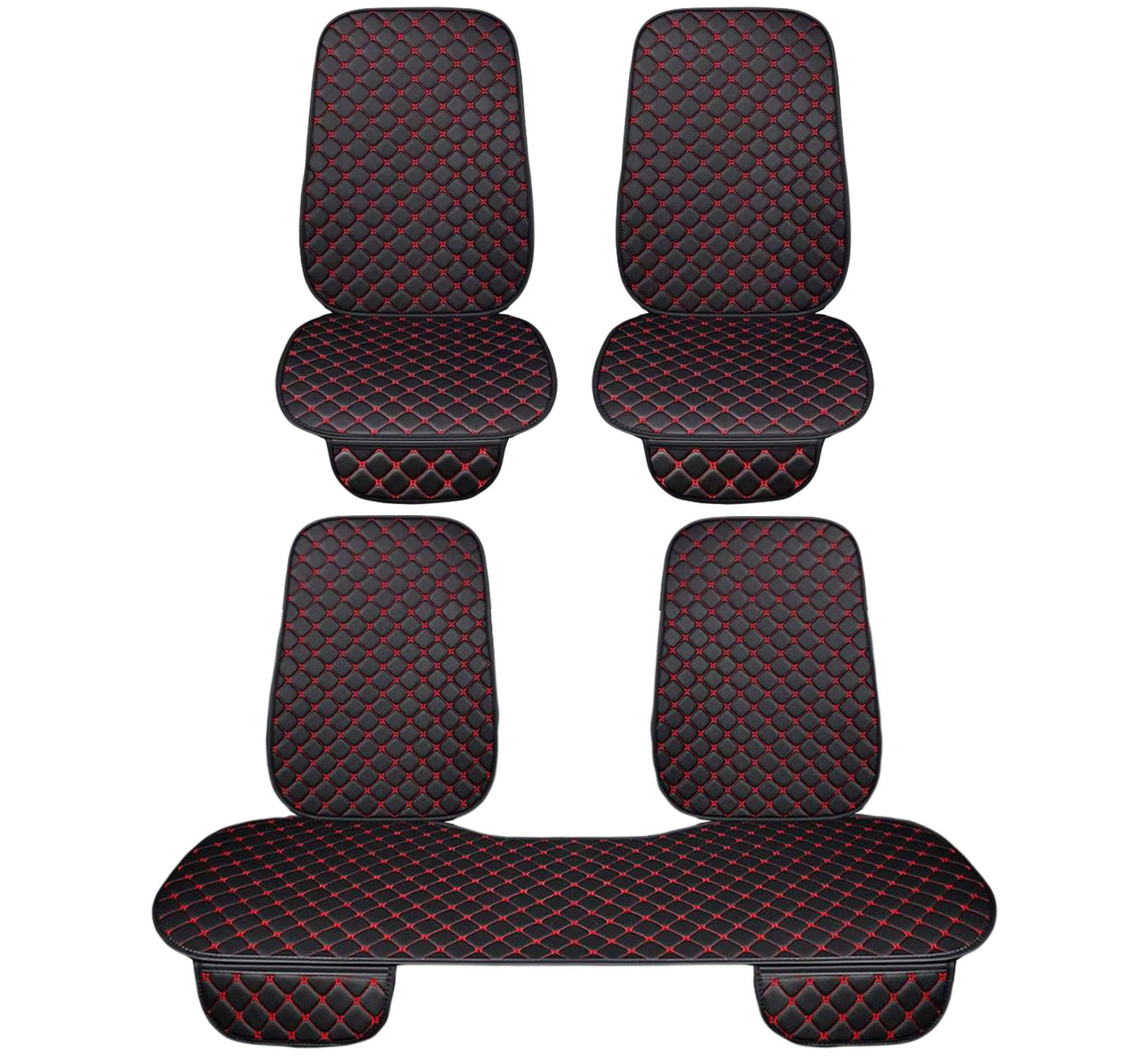 Auto Accessori Lupex Housse de siège 3 pièces Universelle pour Voiture, Protection de siège 2 Avant et 1 arrière | Protector Comfort Automotive Coussin intérieur (PVC - Noir Rouge - 7 pièces)
