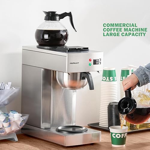 Miniatura 6 de Urna de café comercial de 50 tazas8L dispensador de café con percolador mejorado y cafetera NUPANT de 12 tazas, cafetera de goteo comercial de 1.8L
