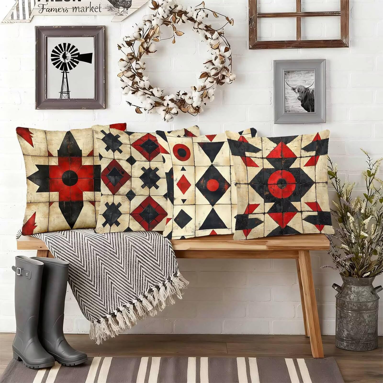 Czerwona sofa poduszki 70x70 zestaw 4 sztuk, miękka poszewka na poduszkę poszewka na poduszkę dwustronna poszewka na poduszkę niewidoczny zamek błyskawiczny do dekoracji domu, prezent dla