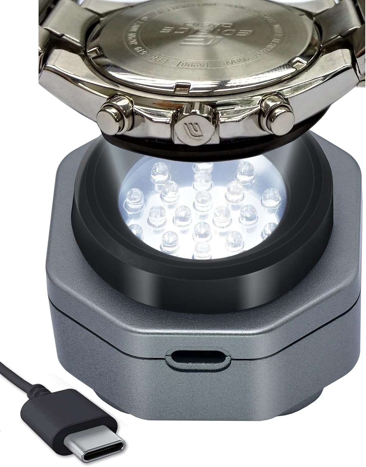 CoolFire – Type-C UV Free Solar Watch Fast Charger for All Eco Solar Watches for Men, Reloj Hombre Portable Battery Charger. for All Kinds of eco Solar Watches. (Silver) CoolFire – Type-C UV Free Solar Watch Fast Charger for All Eco Solar Watches for Men, Reloj Hombre Portable Battery Charger. for All Kinds of eco Solar Watches. (Silver)