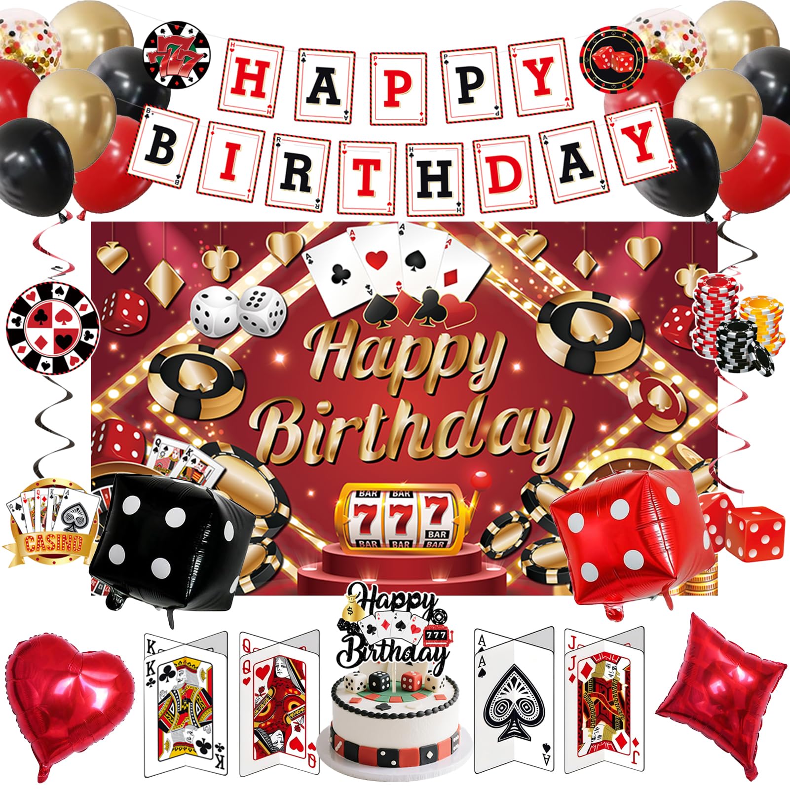 Crenics Casino Backdrop Decoration Kit