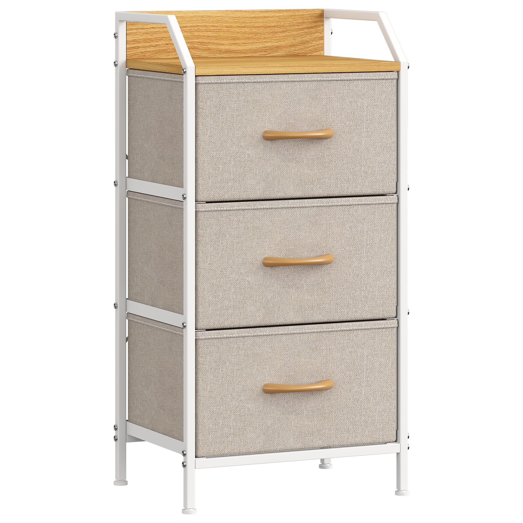 Feonase 3-Drawer Chest of Drawers with Metal Frame & Top Back Shelf – Modern Fabric Storage Cabinet for Bedroom, Living Room, Small Spaces (40x30x78cm, Khaki) — image 1