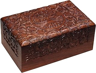 Tree of Life - Handmade Rosewood Urn Box | Beautiful Hardwood Funeral Cremation Ash Urn Memorial Box