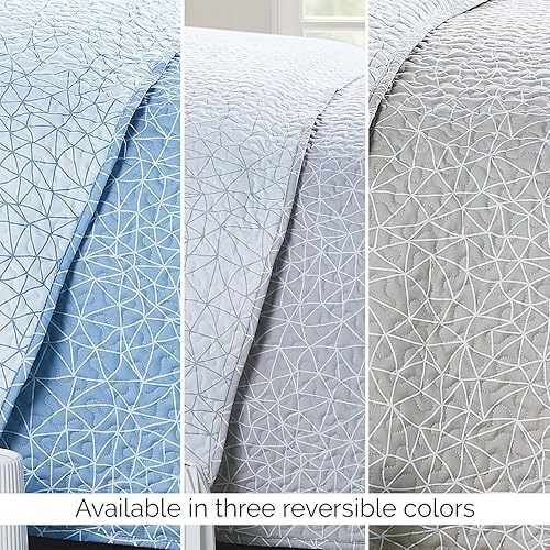 Miniatura 8 de Southshore Fine Living, Inc. Colcha de gran tamaño, ropa de cama geométrica, juego de edredón individual XL, juego de colcha ligera de 2 piezas con