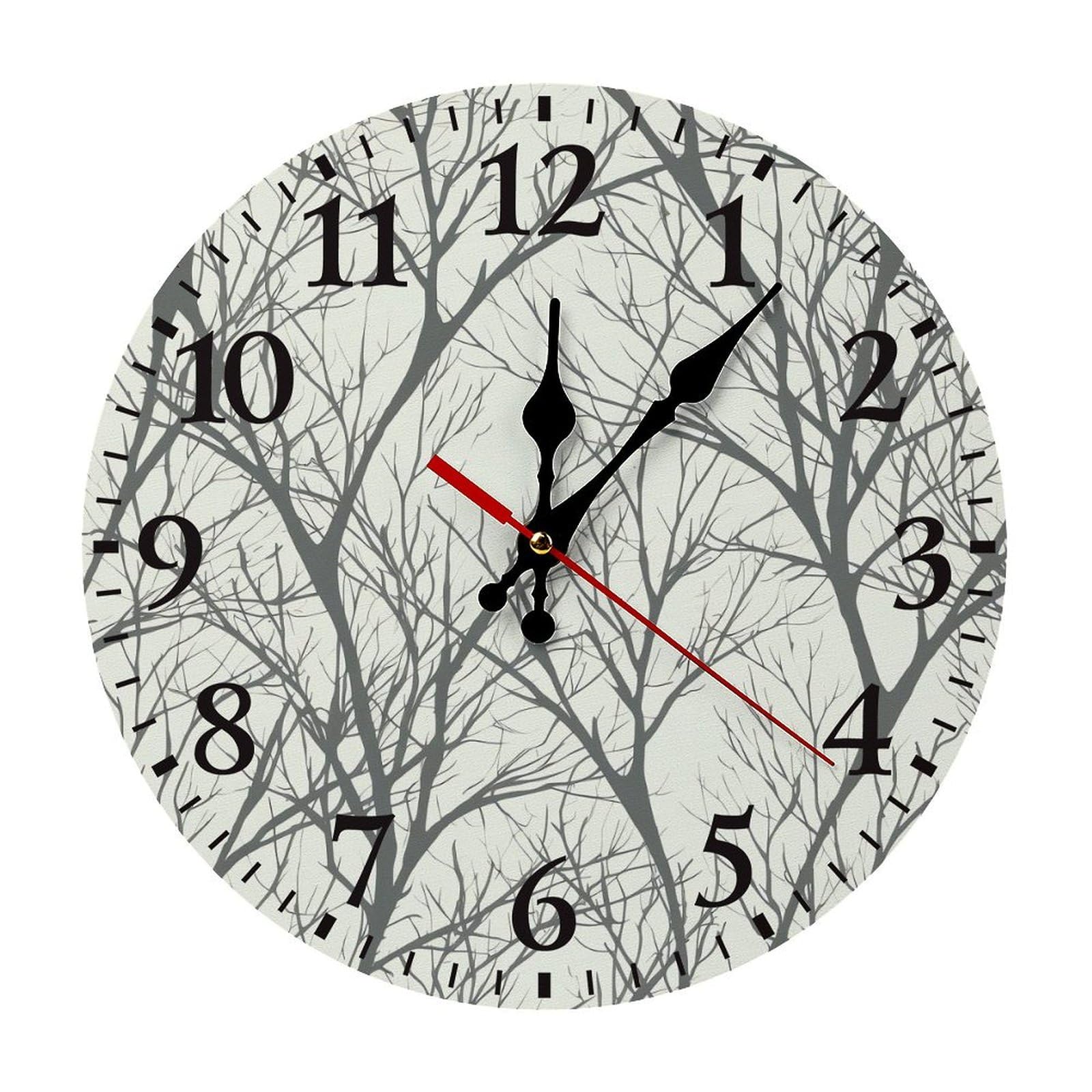 NTVOWPZO 10 Inch Wall Clock Tree Branch Battery Operated Wall Clocks Silent Non-Ticking Round Wall Clock for Living Room Kitchen Home Office Wall Decorative Clock