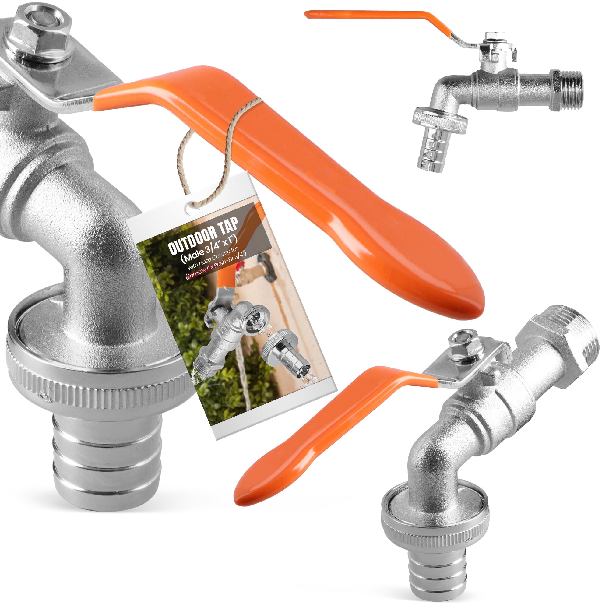 Rubinetto Di Scarico In Ottone Sanixa, 3/4" Con Attacco Rapido Per Tubo Da Giardino, 1/2" Lato Parete