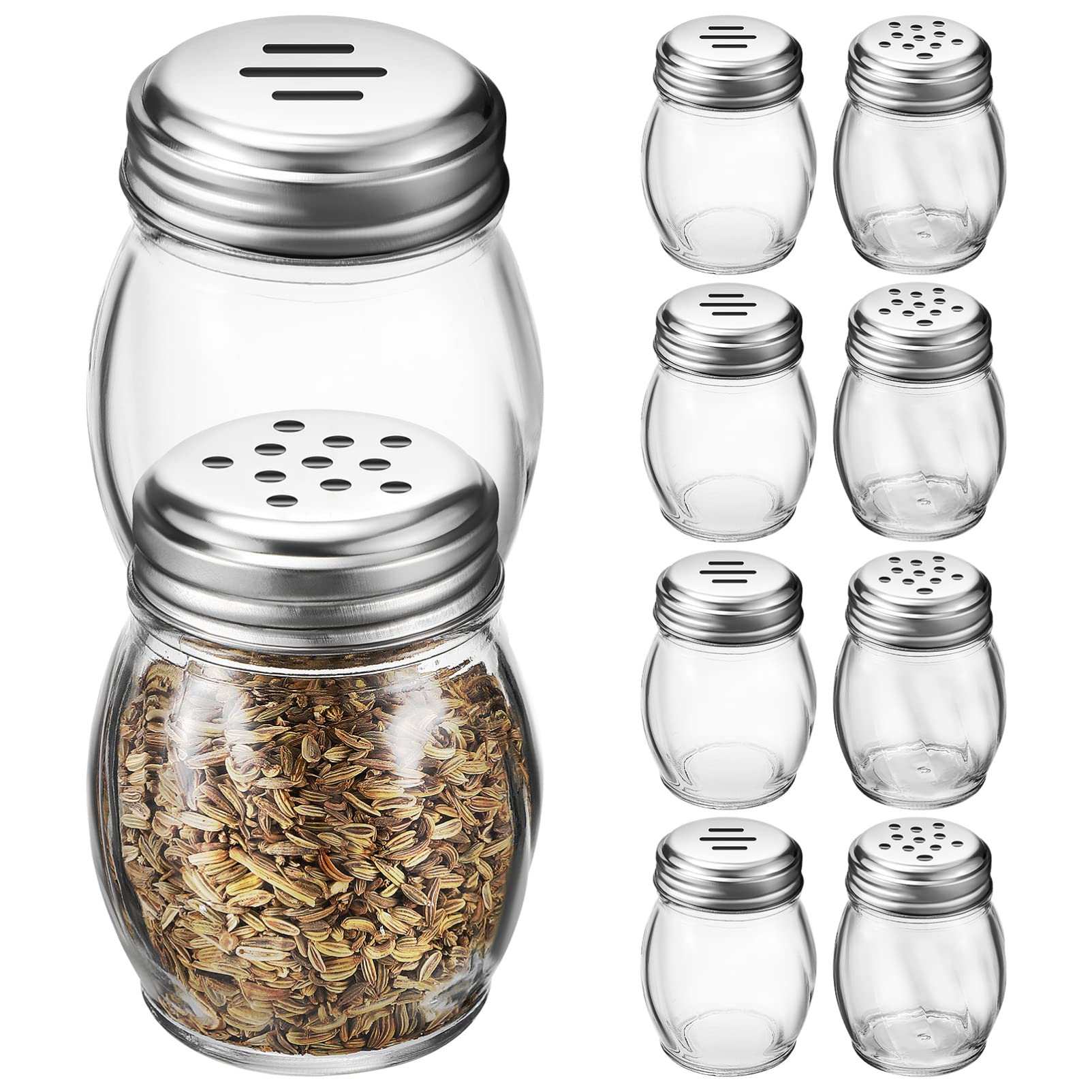 Saleros y Pimenteros de Cristal 10 Piezas 150ml para Condimentos | Vidrio Transparente, Uso en Cocina y Restaurantes, Formato Compacto para Especias