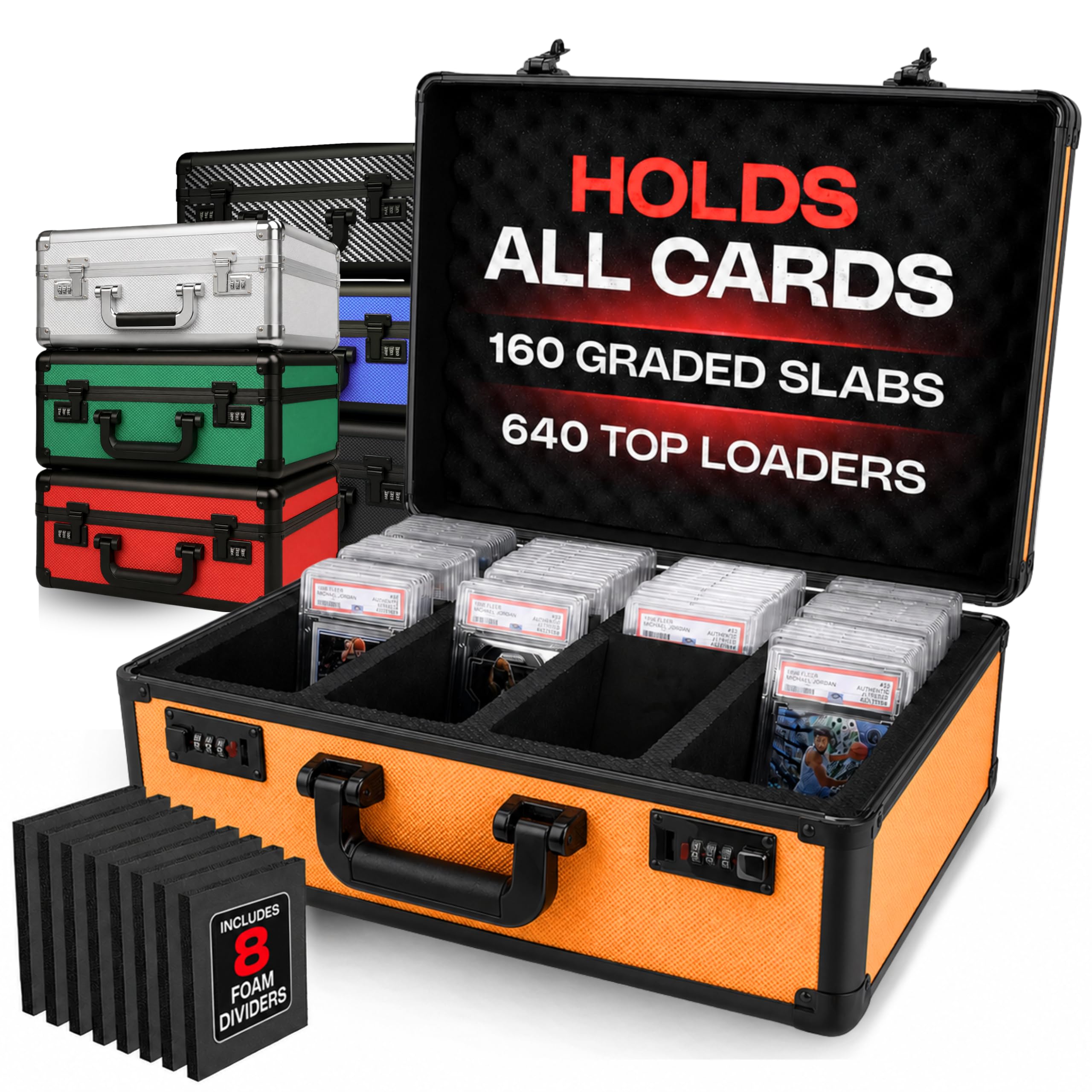 Universal Trading Card Storage Box, 4 Row Orange Graded Card Case Slab Case