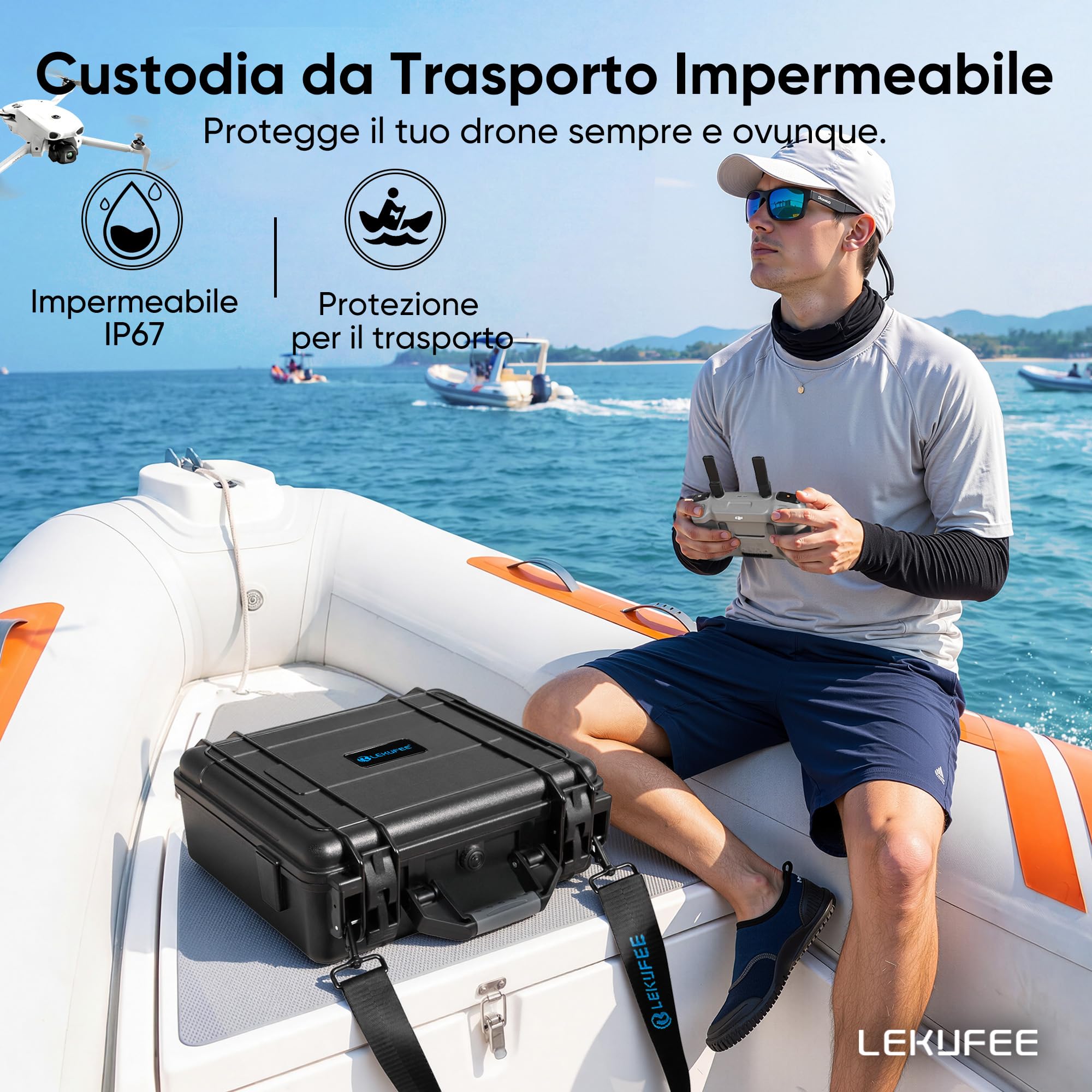 LEKUFEE Valigia Rigida Impermeabile per DJI Lito X1, Lito 1 Drone, Combo Fly More, DJI RC 2/RC N3, batterie (6 pezzi), hub di ricarica e altri accessori (Solo custodia)
