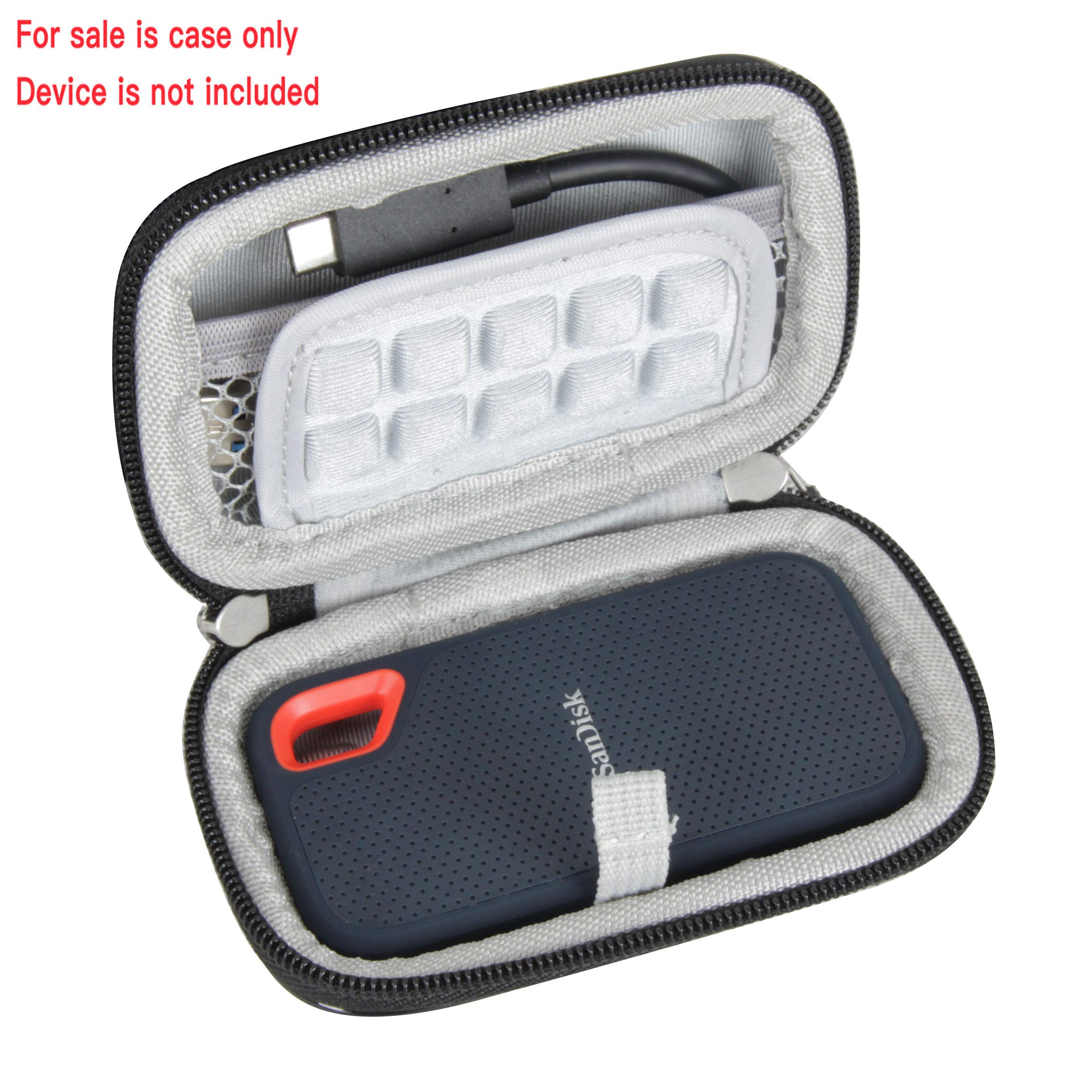 Hermitshell Custodia Rigida EVA Da Viaggio Per SanDisk Extreme SSD Portatile 250GB/500GB/1TB/2TB - Protettiva Antiurto (Nera) - 6