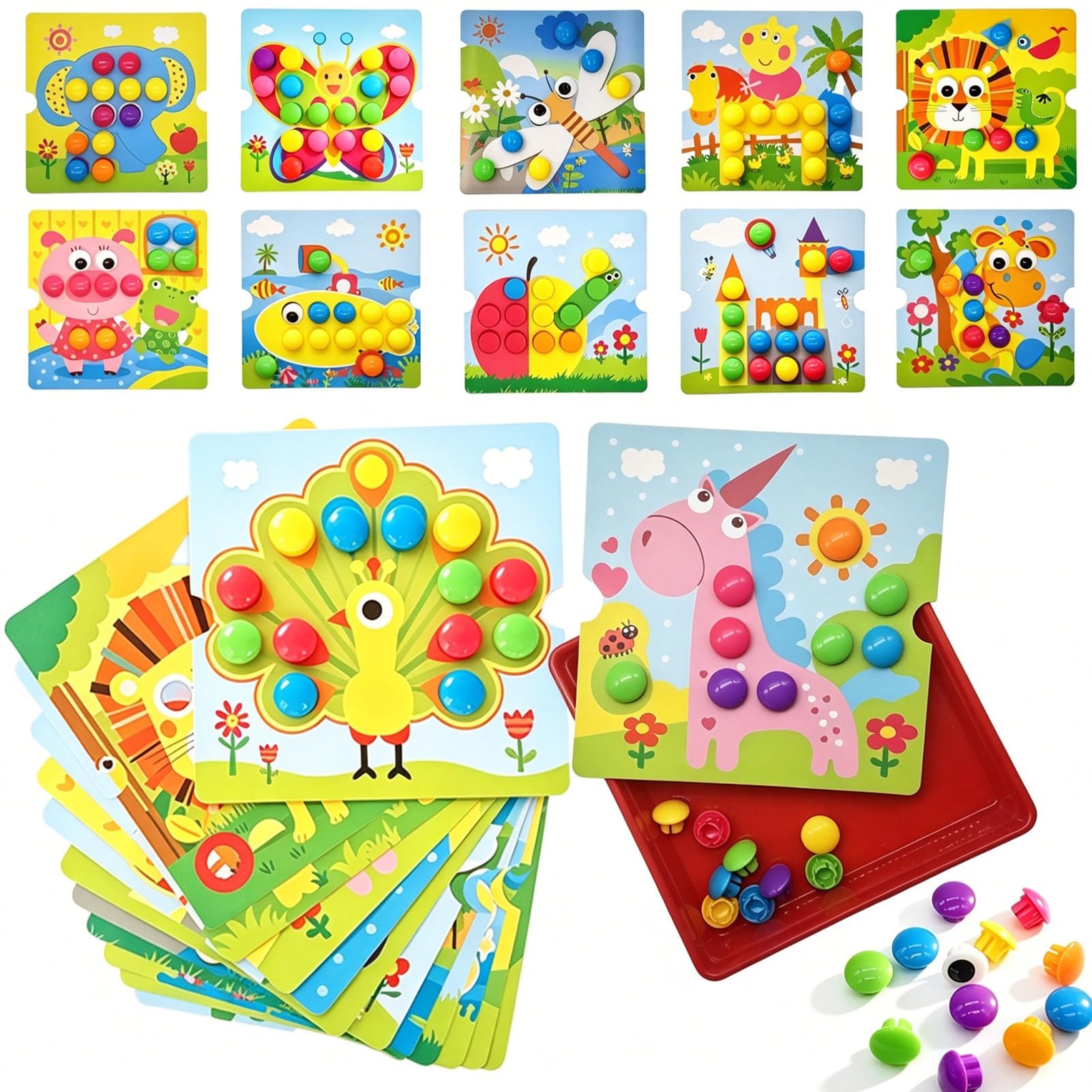 Cylora Montessori Toys Mozaika zabawka dla dzieci od 2 lat, do nauki kolorów, prezent dla dziewcząt lub chłopców, gra w dobór kolorów, zabawka edukacyjna