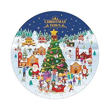 Webby Wooden Christmas Town Jigsaw Puzzles for Kids, 60 Pcs - image, photos