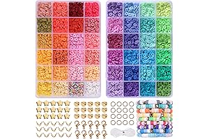QUEFE Rainbow Clay Beads: 4800 pcs of Flat Round Polymer Magic Beads...