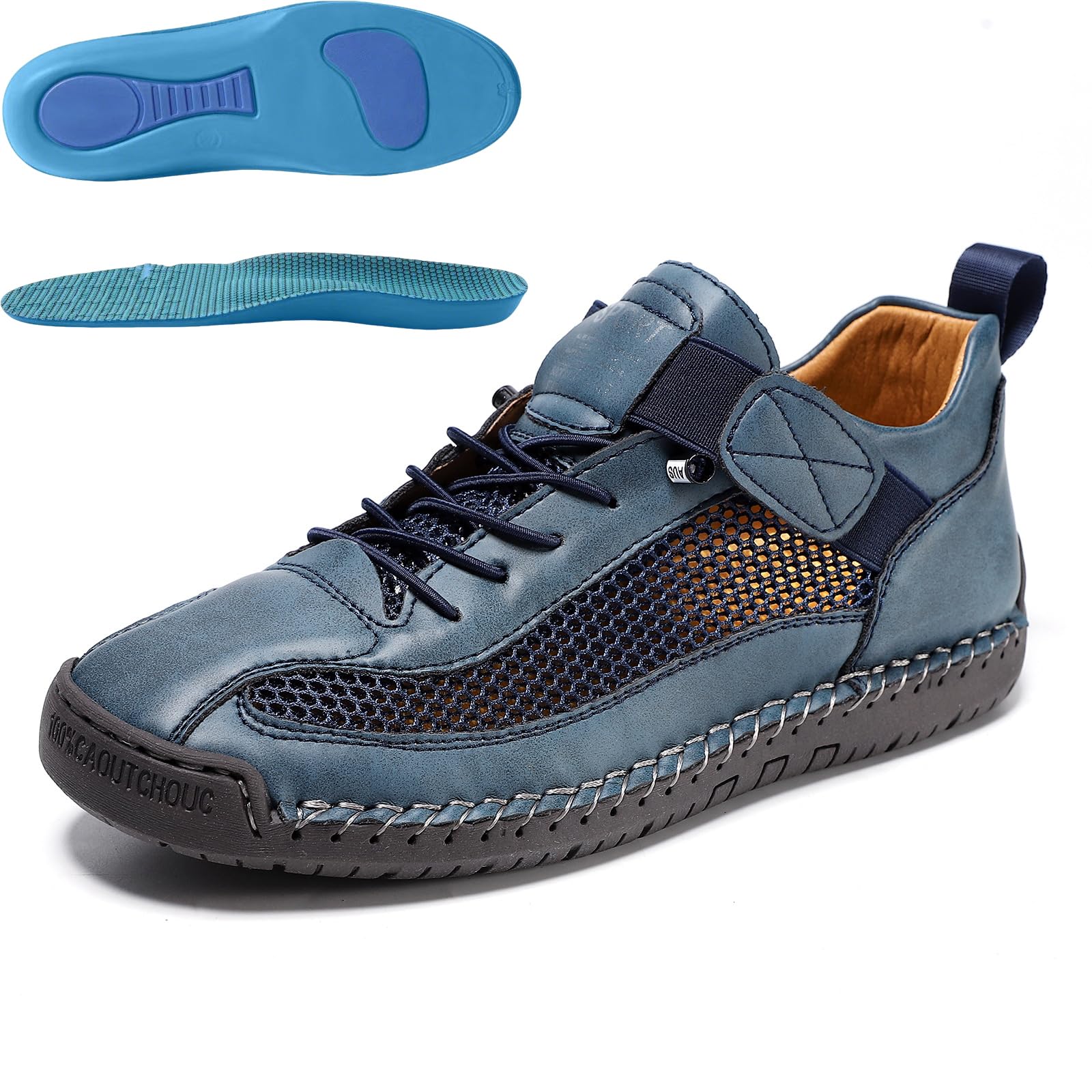 Damskie ręcznie robione skórzane ortopedyczne wygodne buty z regulowaną elastyczną opaską na co dzień antypoślizgowe buty do chodzenia retro płaskie trampki do łodzi