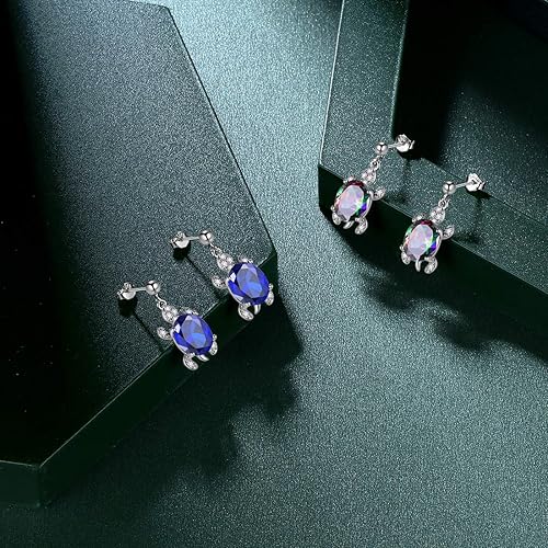 Miniatura 4 de Hipunk Turtle Jewelry 925 Sterling Silver Women Animal Sea Turtle Birthstone NecklaceEarringRingBracelet Sets Birthday Jewellery