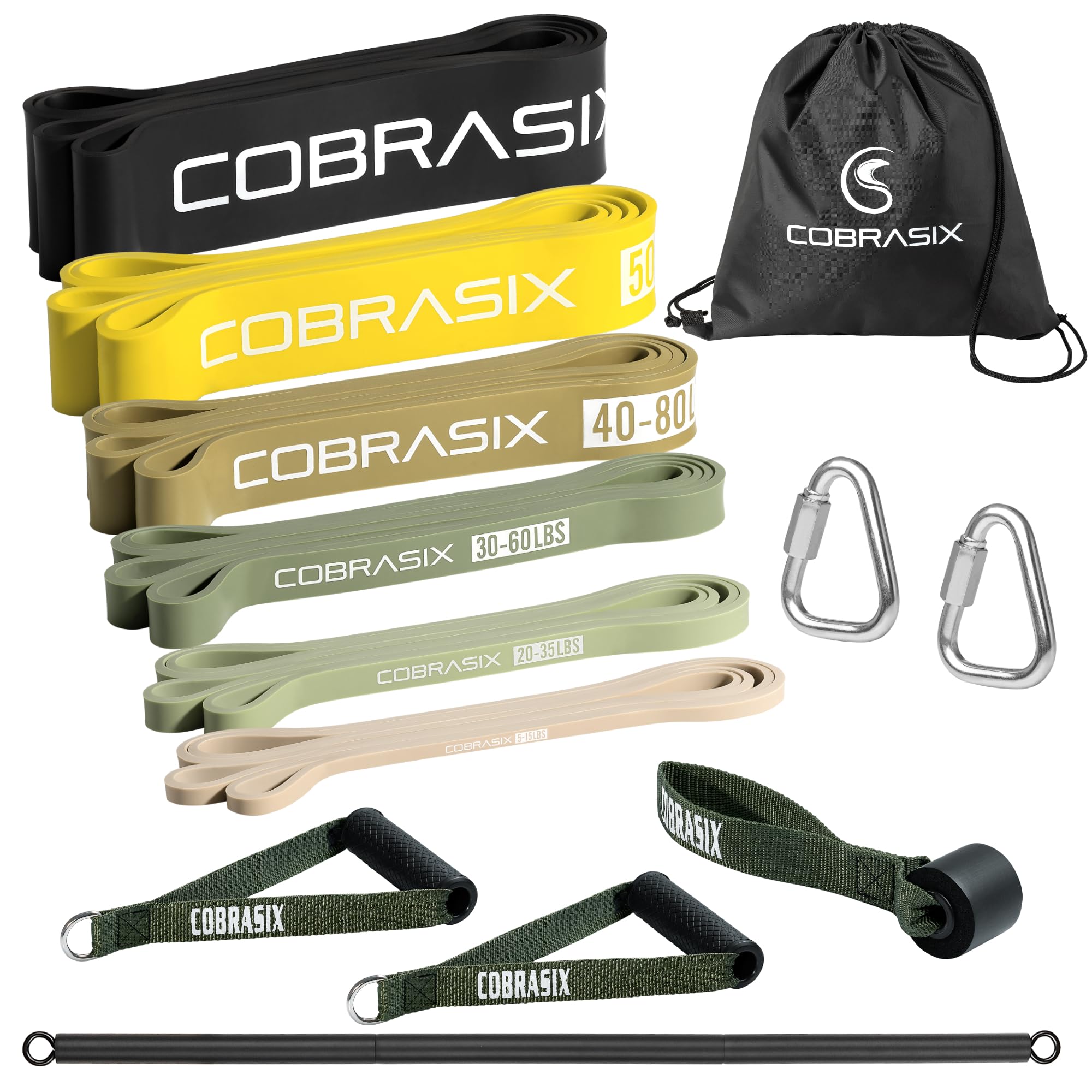 COBRASIX Resistance Bands | Long Resistance Bands for Working Out | Pull-Up Bands for Strength Training, Physical Therapy, Stretching, WOD | Exercise