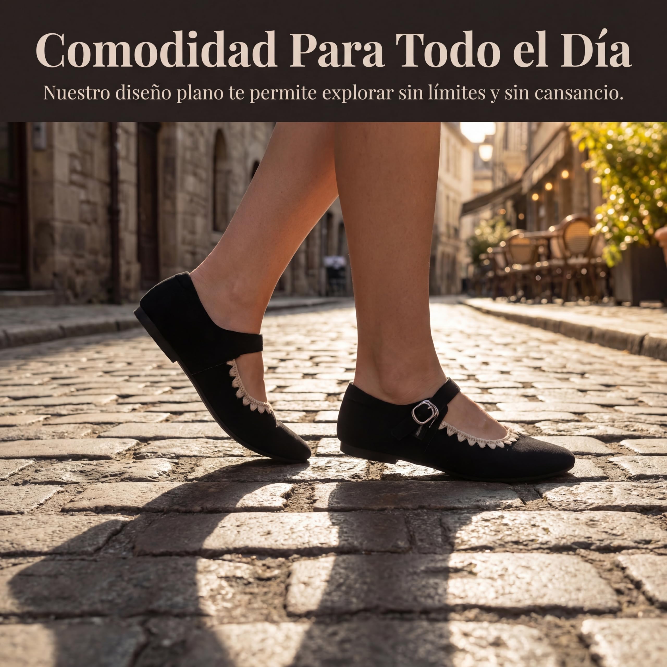 GLAMORA Bailarinas Mujer con Hebilla Cierre Rápido Zapatos Planos Punta Redonda Mary Jane Cómodos Ajuste Seguro Borde Decorativo Cosido Calzado Primavera Verano