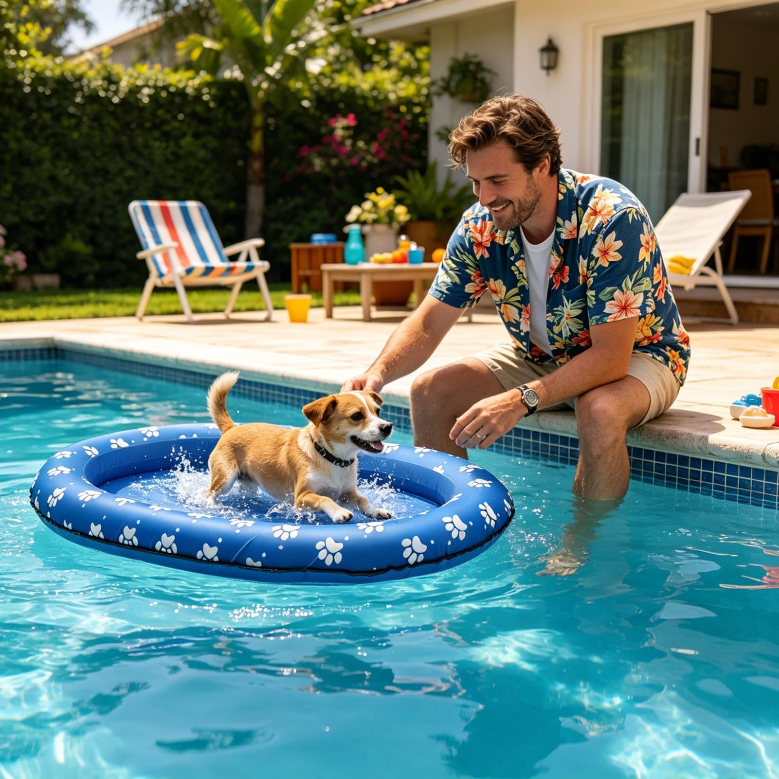 Hunde-Pool-Schwimmbecken – Wasserdichtes, Aufblasbares, Faltbares Haustierfloß, Langlebiges Sommer-Schwimmbecken | Rutschfestes Schwebebett Für Kleine, Mittelgroße Und Große Hunde, Welpen, Kätzchen, H