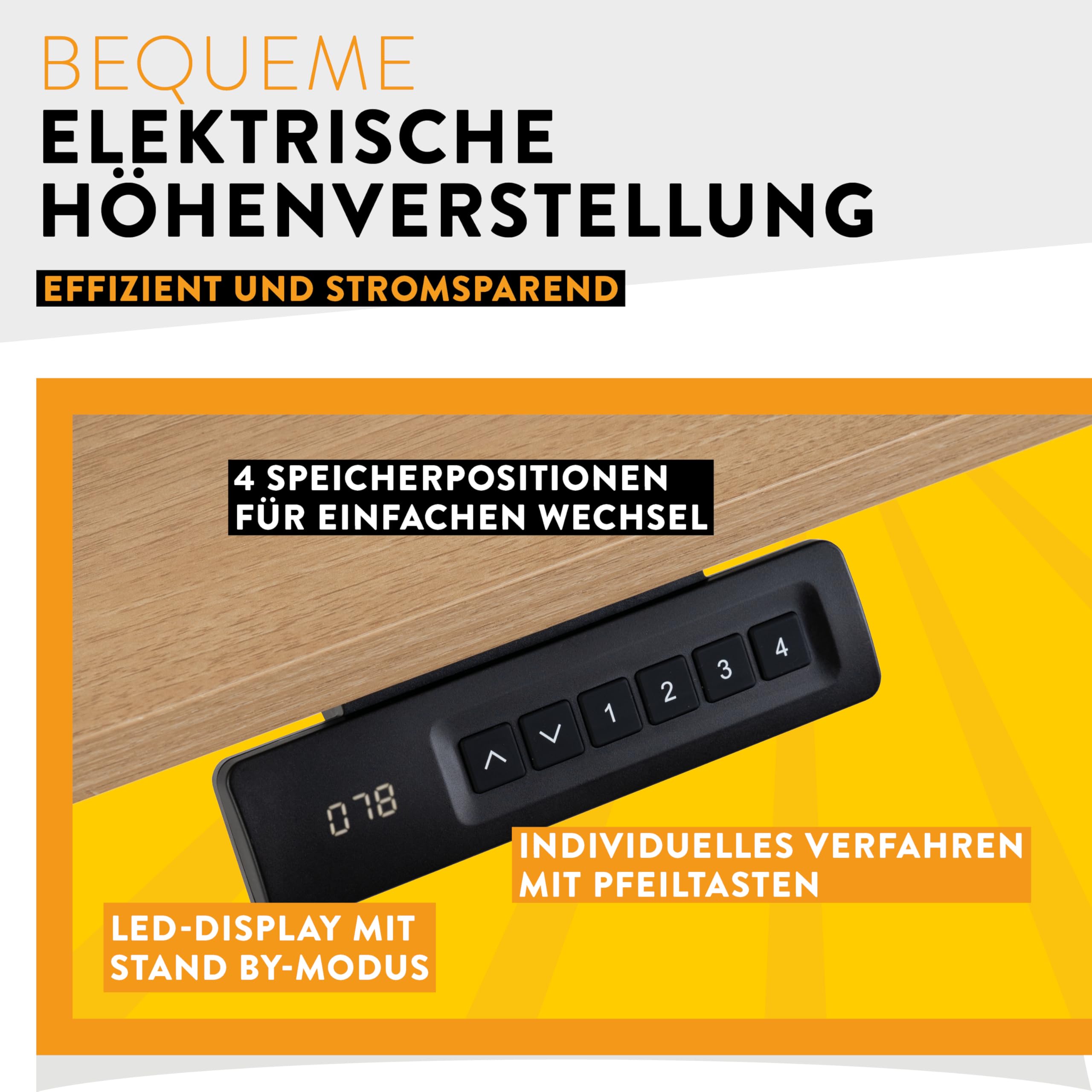 boho office® Elektrisch höhenverstellbarer Schreibtisch - 4 Speicherplätze und FSC-zertifizierter Tischplatte mit abgerundeten Ecken, UDESK Weiß/Schwarz