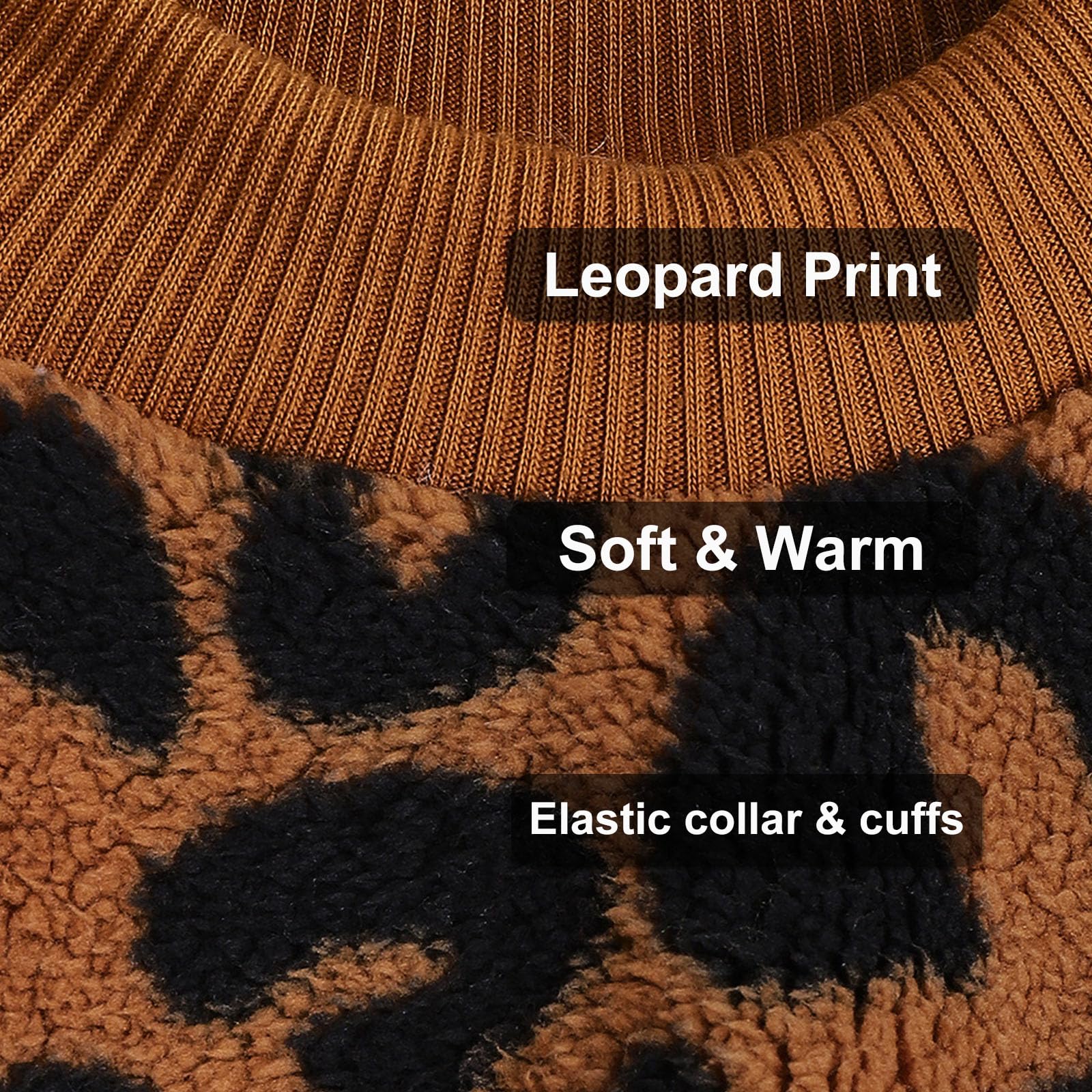 MeiAOBest Dog Winter Plush Warm Sweater,Cold Weather Pet Pajamas Pullover,Lovely Dog Flannel Clothing for Cat Puppy Small Dog_M(Brown Leopard) - Image 4