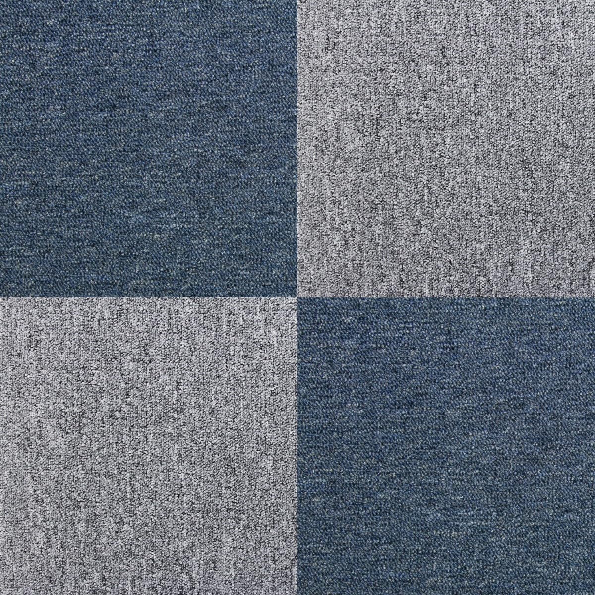 Losetas de Moqueta 40 Unidades AZUL Y GRIS PLATA 50x50cm| Cubre 10m² | Fácil instalación | Reemplazo individual | Uso doméstico o profesional | Resistente y lavable con lejía | Alfombra moqueta