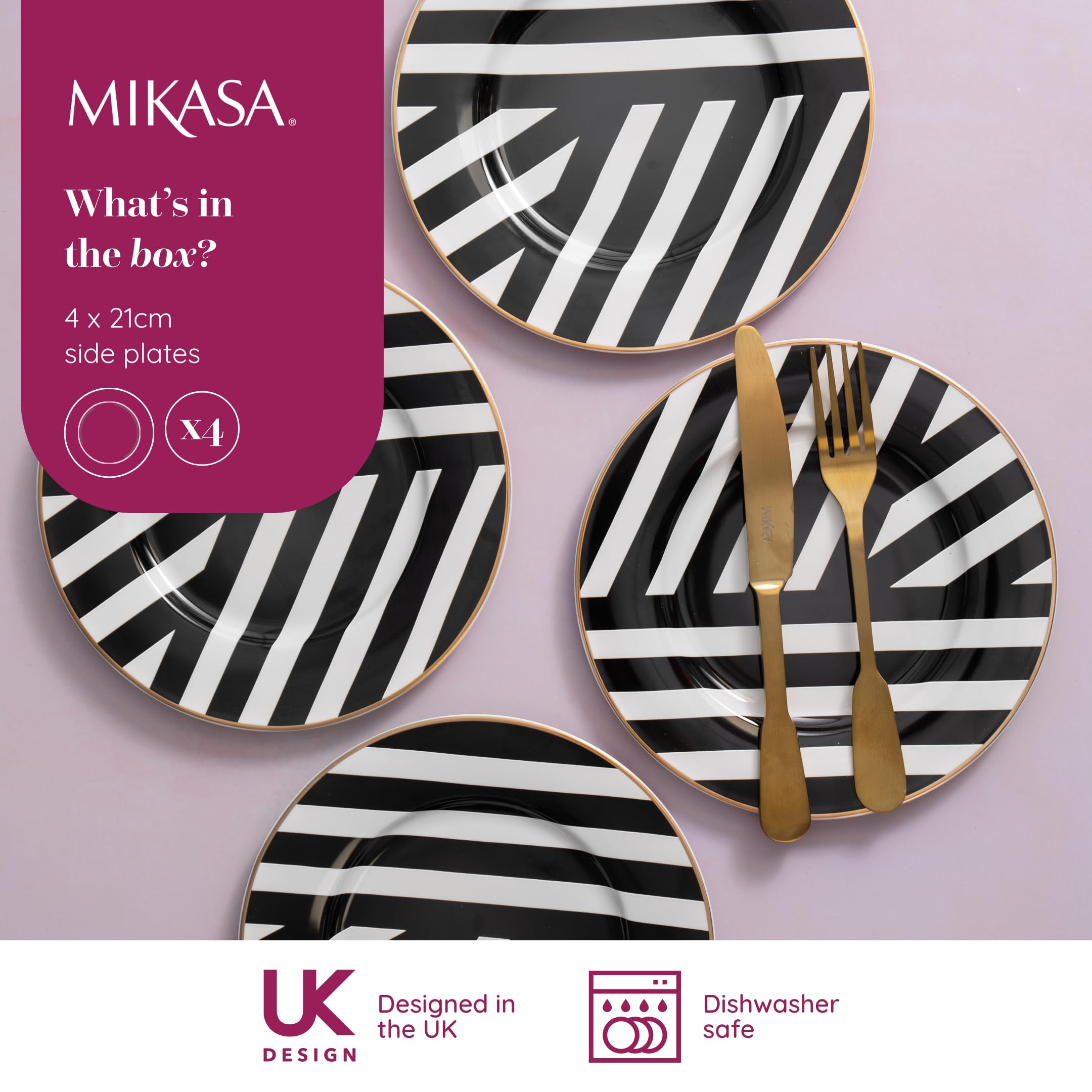 Set 4 Ciotole In Porcellana Mikasa Luxe Deco - Motivo Art Deco, 21cm, Lavabili In Lavastoviglie - Foto 6