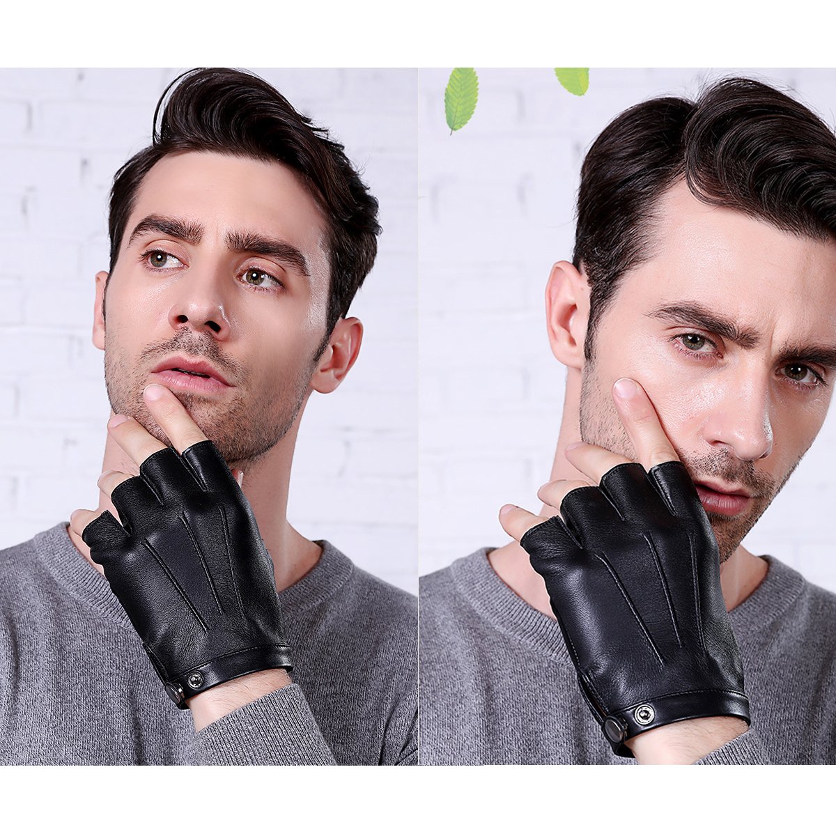 Fingerless Driving Gloves PU Faux Leather Outdoor Sport Halloween Cosplay Costume Half Finger Glove for Men Women Teens