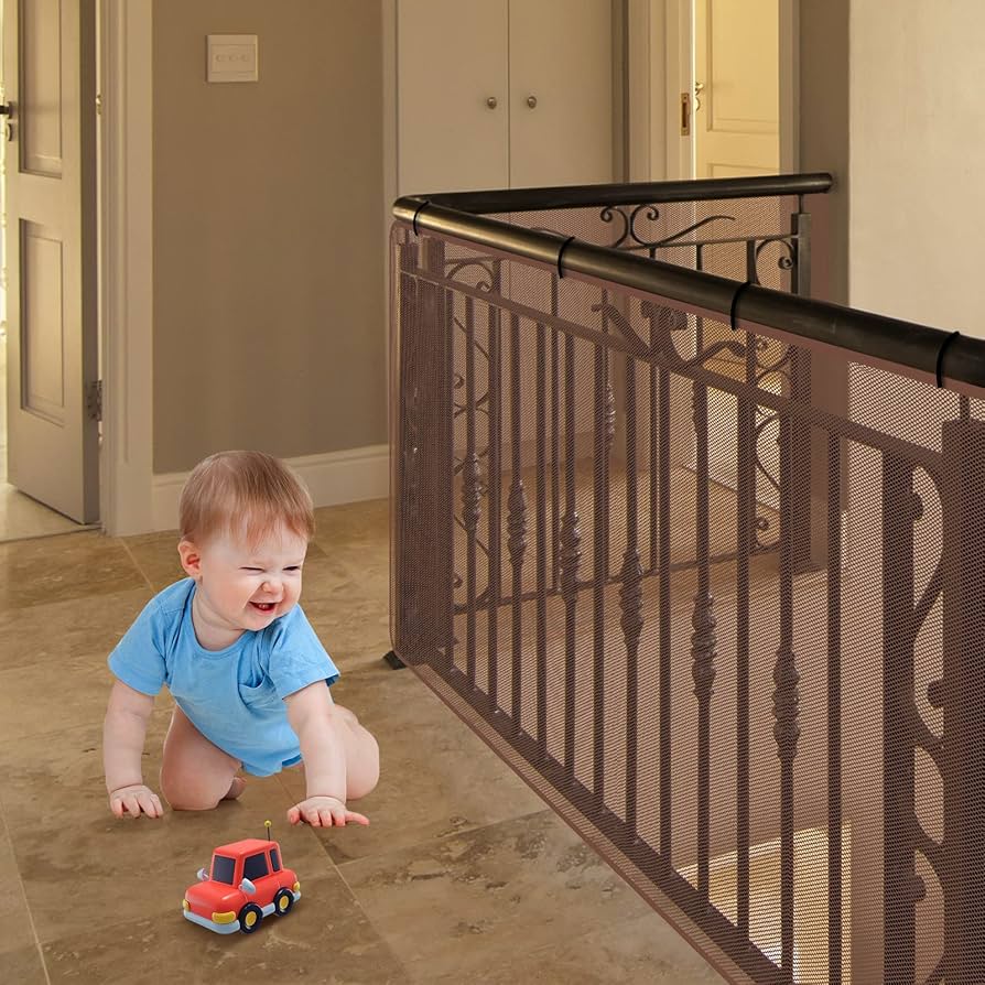 Mesh Baby Gate Baby Banister Guard, Child Rail Balcony Guarding