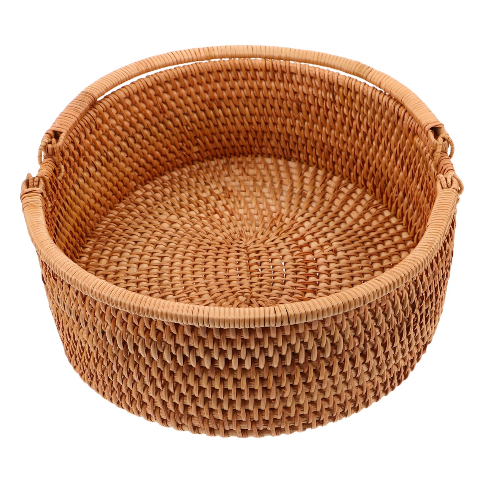 DOITOOL Cesta de Mimbre Trenzado Grande con Asa Cesta Portátil de Ratán para Picnic Almacenamiento Natural para Frutas Verduras y Dulces Organizador Multifuncional para Cocina y Exteriores