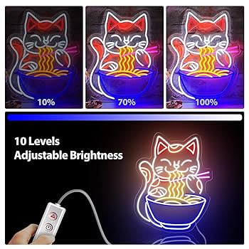 ネオンサイン ラーメン ネコ Amazon.co.jp: MinIeoh フォーチュンキャットラーメン ネオン