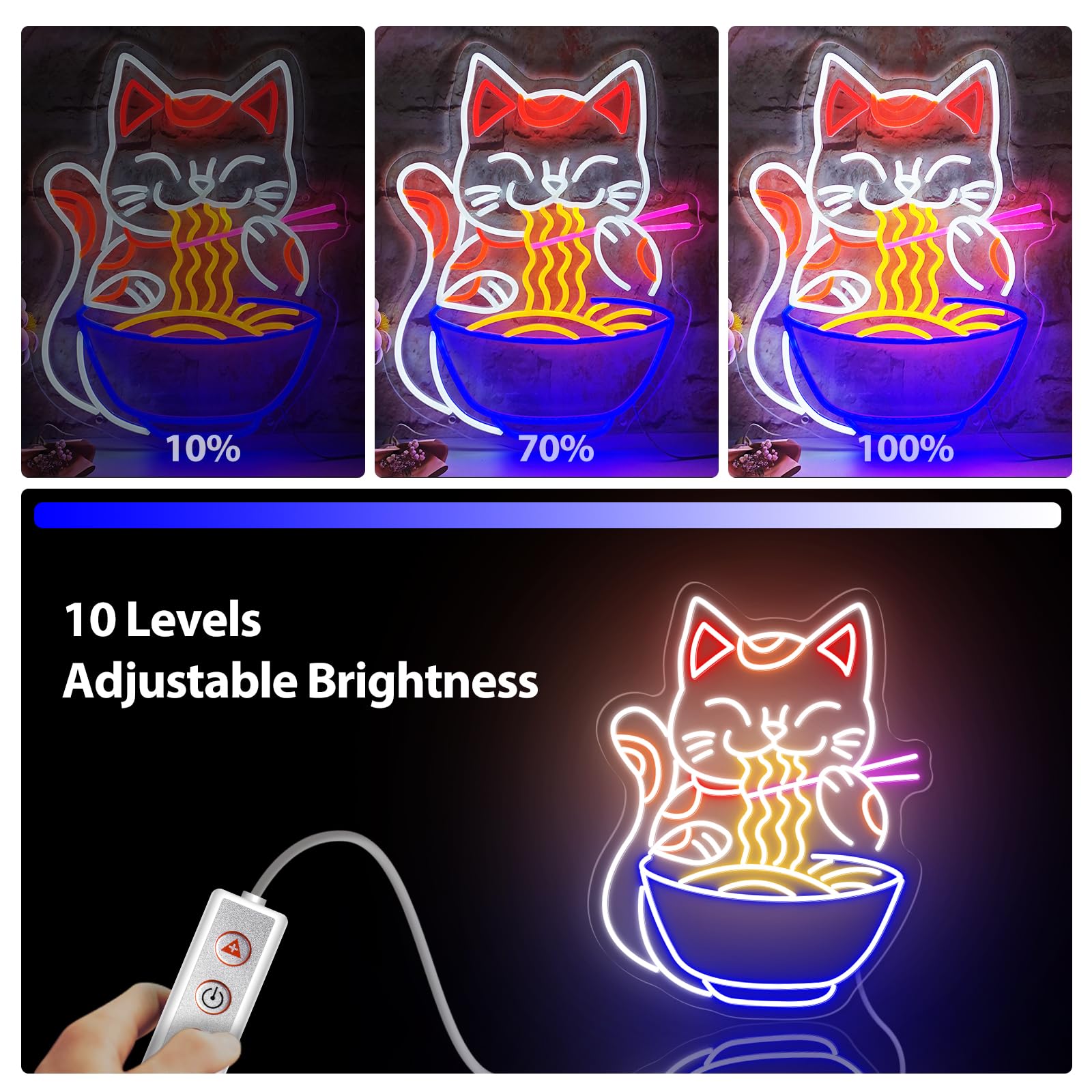 Amazon.co.jp: MinIeoh フォーチュンキャットラーメン ネオンサイン