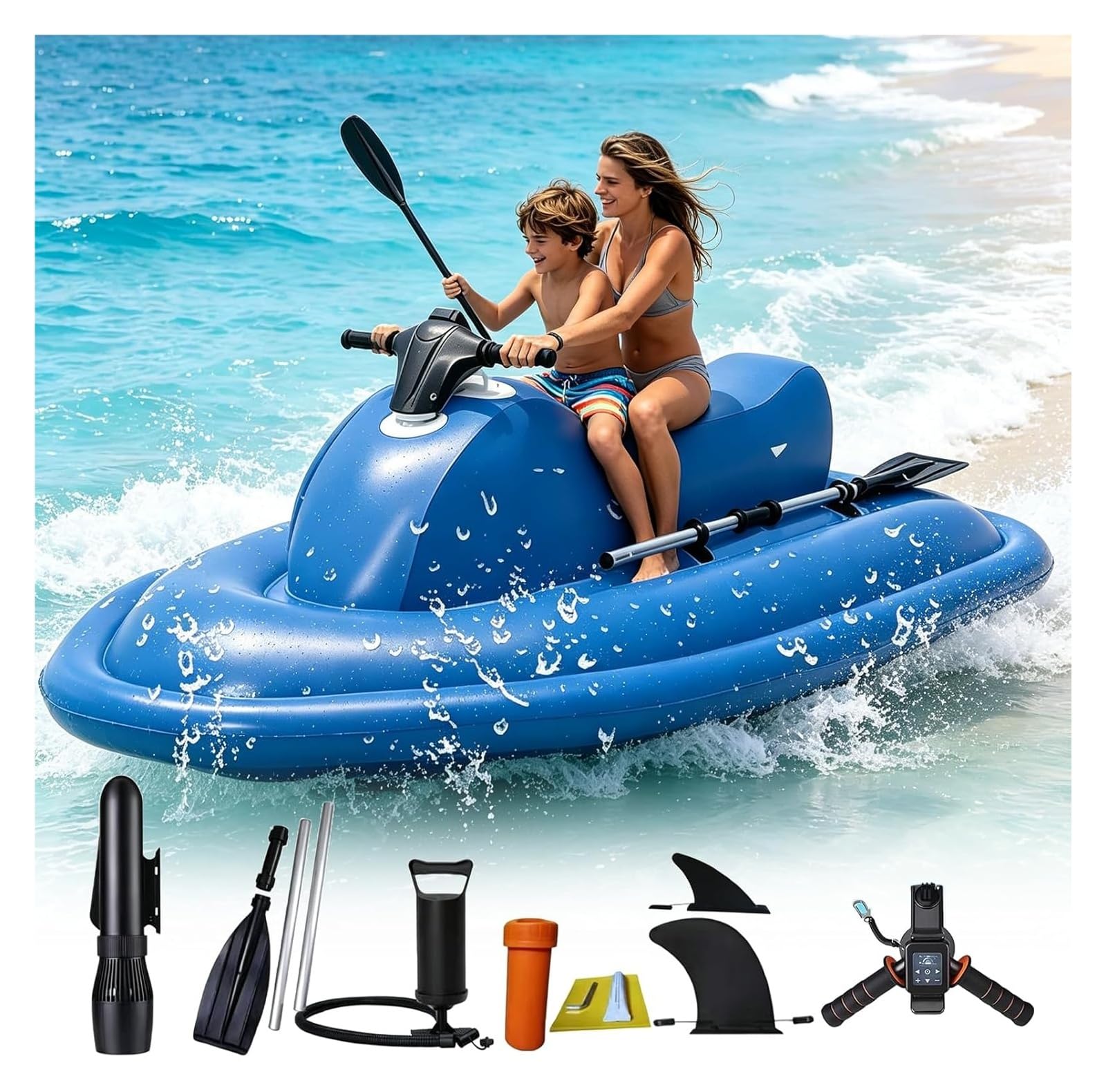 Bateau gonflable motorisé pliable 2 en 1, propulseur de plongée submersible à vitesse réglable, équipement auxiliaire aquatique polyvalent pour le surf et l'exploration sous-marine