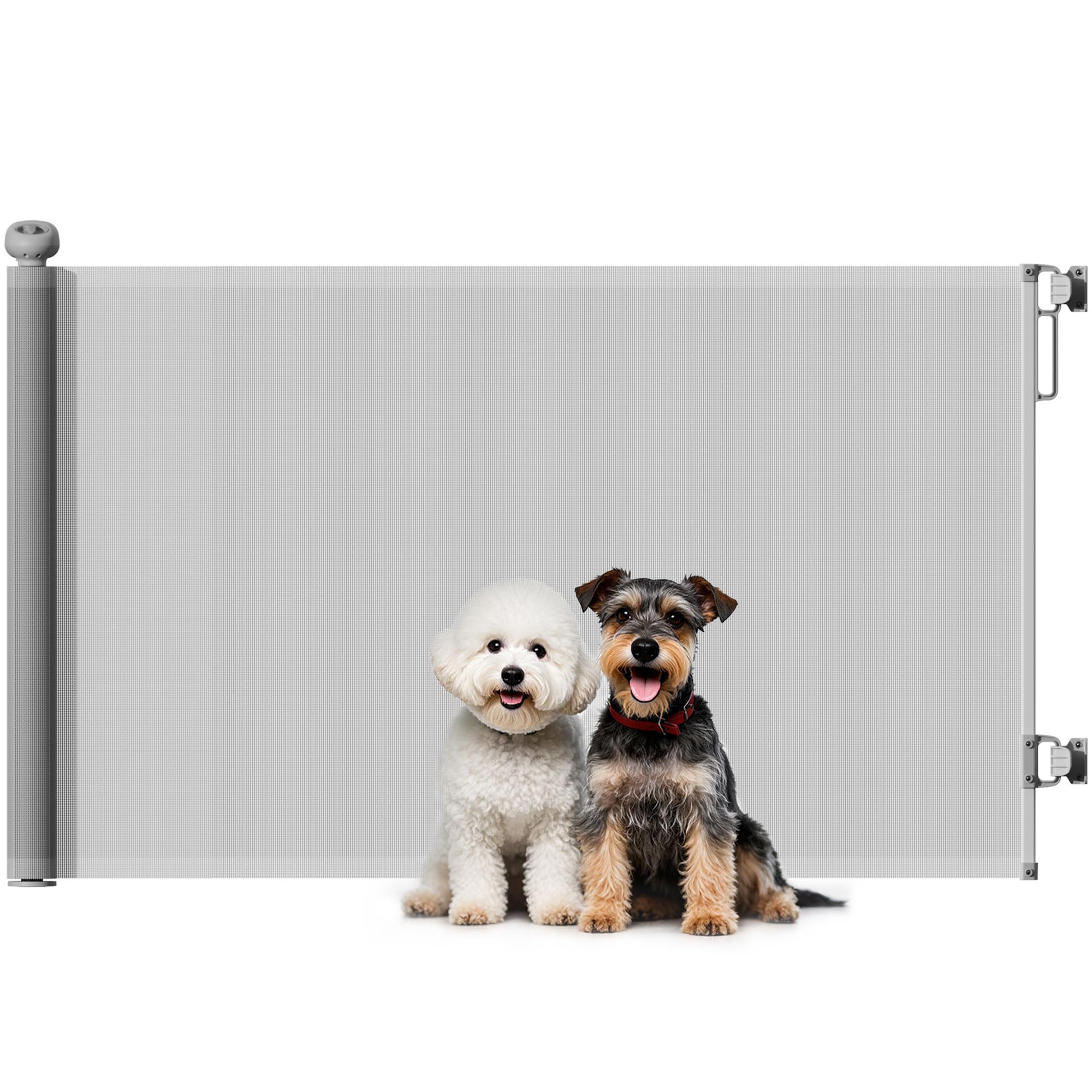 Pawhut Grey Retractable Stair Gate For Dogs, Extra Wide Dog Gate Extends Up To 140 Cm Wide, 86.5 Cm Tall, For Doorways, Stairways, Hallways, Indoor And Outdoor,