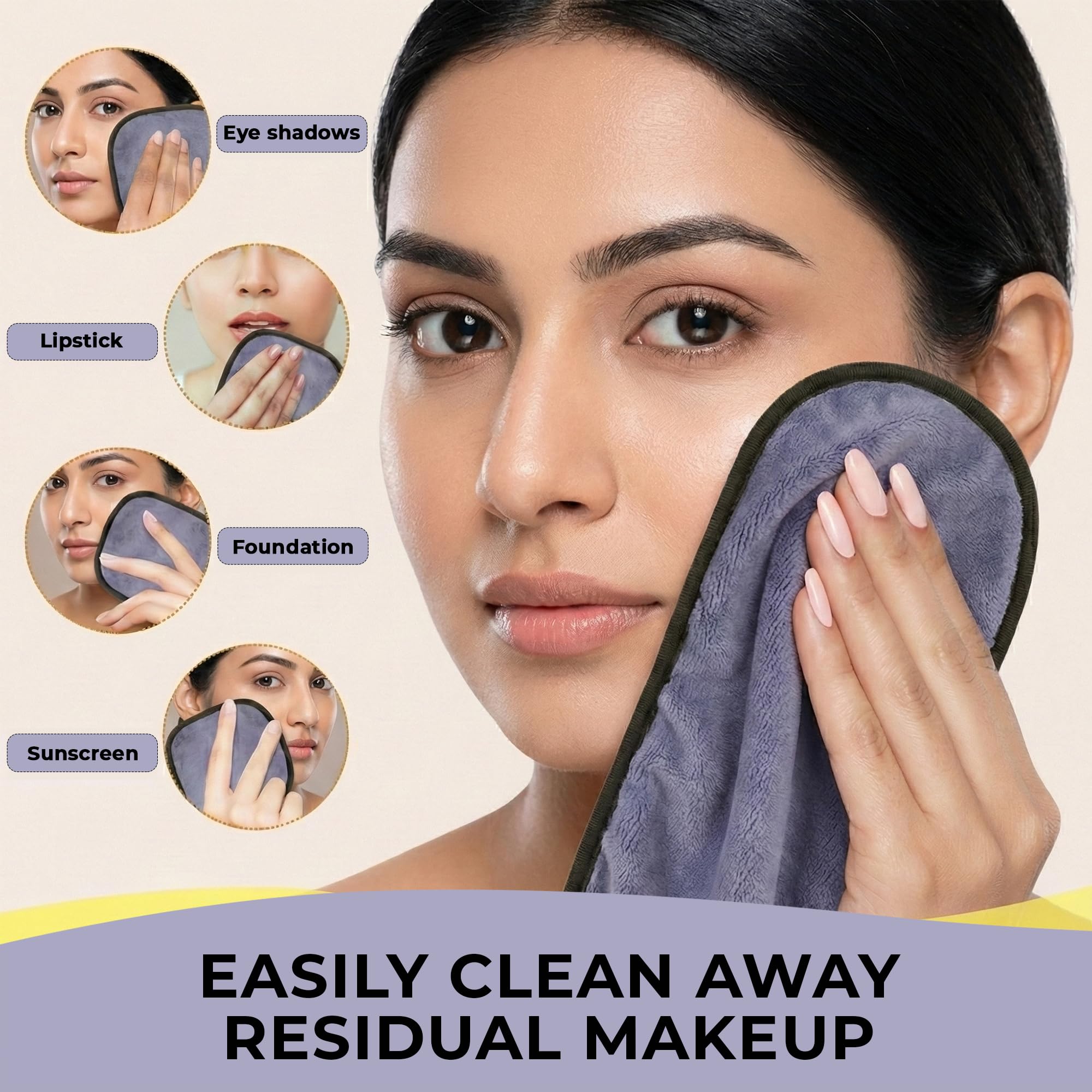 Story@Home Microfiber Face & Hand Towel for Makeup Removal 2 Pc Grey | Korean Skincare Face Towels Use as Gentle Cleanser & Makeup Remover Wipes | Ultra Absorbent Super Soft & Lightweight Quick Drying 1